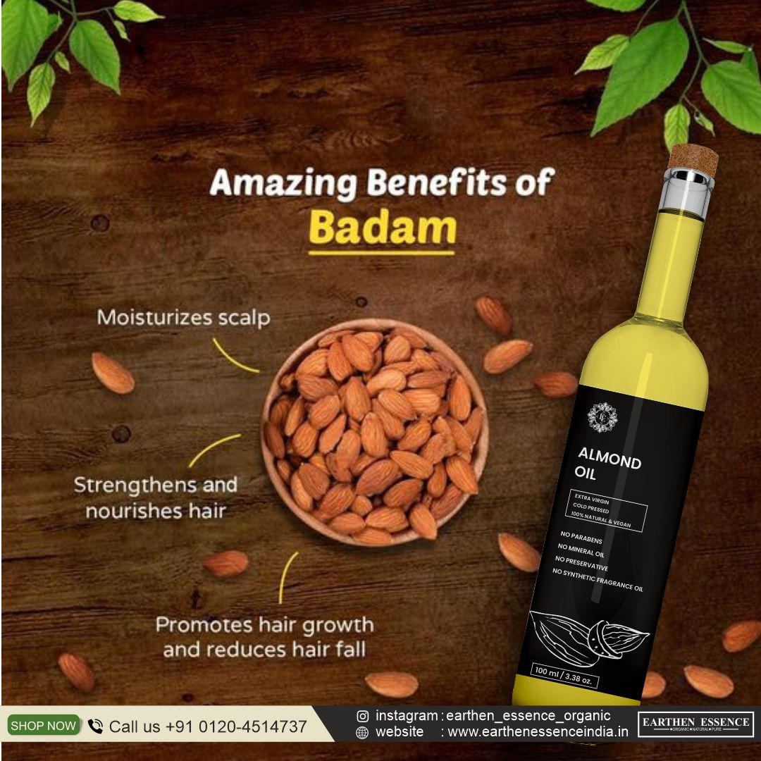 Organic ALMOND Oil | Woodpressed | Nourishing & Strengthening Hair Treatment, Promotes Healthy Hair Growth, Enhances Shine and Moisture | Extracted with Traditional Wood Pressed Method | 100 ml