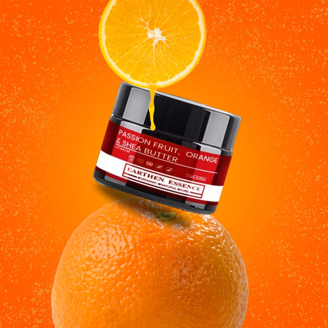 PASSION FRUIT, ORANGE & SHEA BUTTER Lip Balm | Made with ECOCERT Certified Organic Bees Wax | For Smooth Supple and Lucious Lips | 8 gm
