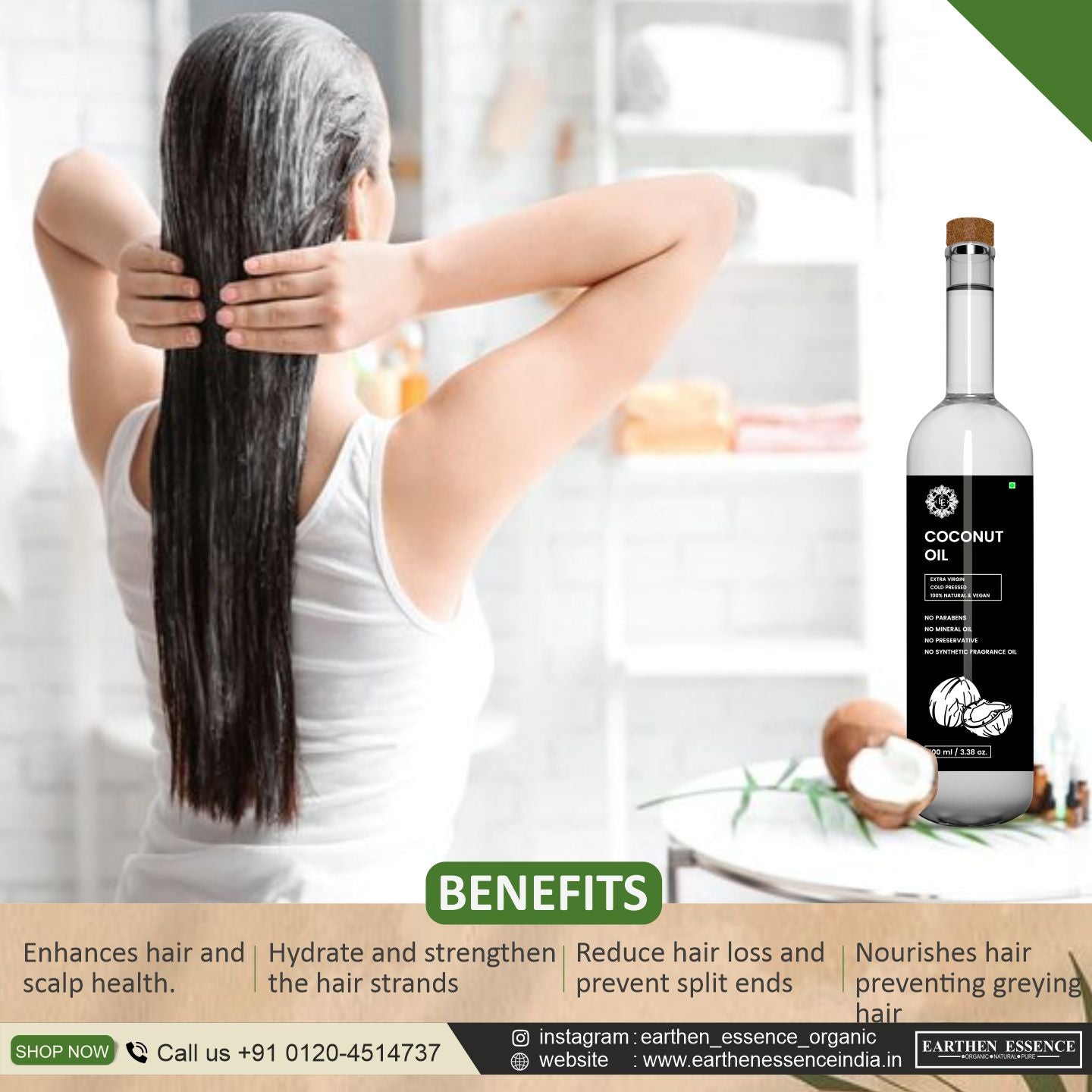 Organic COCONUT Oil | Woodpressed | Virgin Coconut Oil for Skincare and Haircare | Edible oil for Cooking | 100% Pure, Natural, Extracted with Traditional Wooden Method | 100ml.