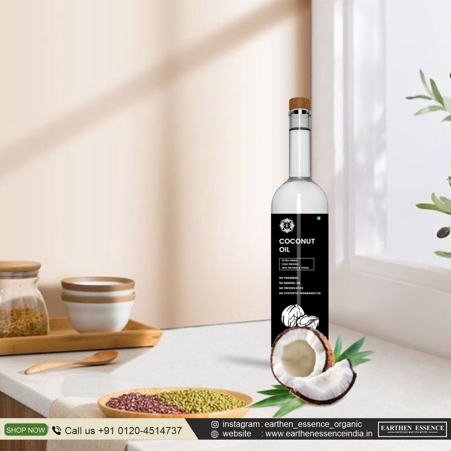 Organic COCONUT Oil | Woodpressed | Virgin Coconut Oil for Skincare and Haircare | Edible oil for Cooking | 100% Pure, Natural, Extracted with Traditional Wooden Method | 100ml.