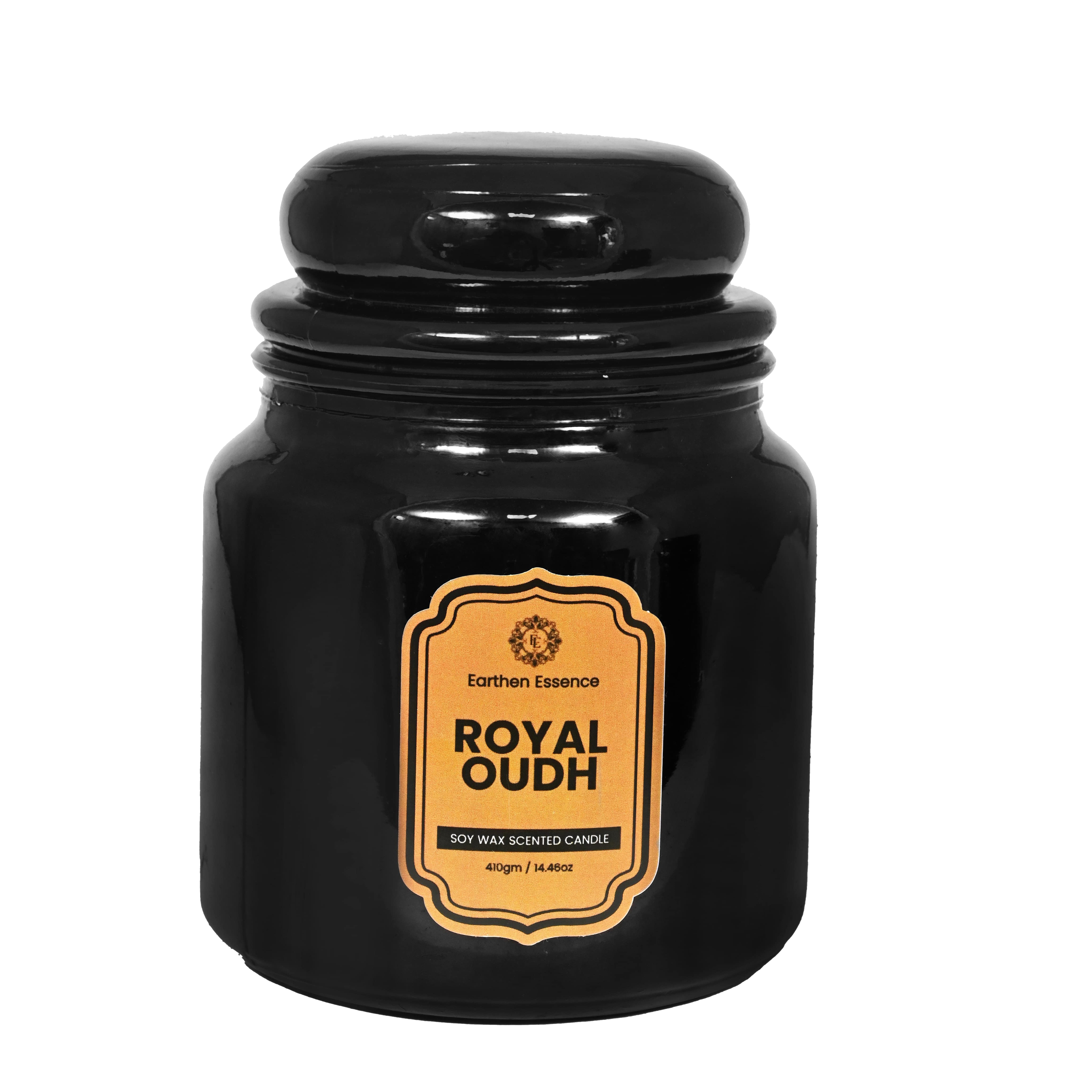 Earthen Essence Yankee Jar Luxury Scented Candle ROYAL OUD | 100% Natural Soy Wax Eco-friendly | Smokeless & Non-Toxic | Hand poured 3 Wick Lead Free Cotton wick | Re Usable Jar