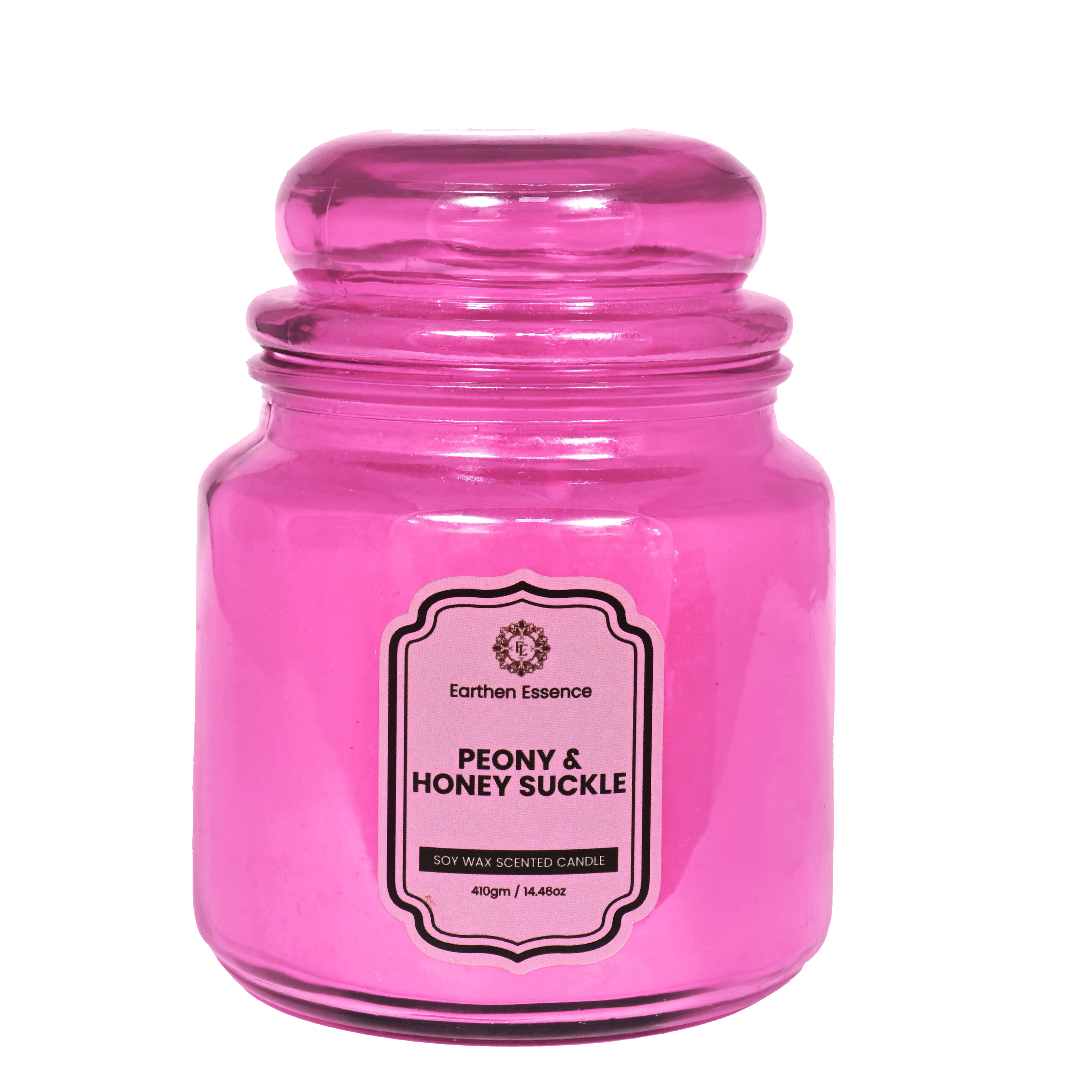 Earthen Essence Yankee Jar Luxury Scented Candle PEONY & HONEYSUCKLE | 100% Natural Soy Wax Eco-friendly | Smokeless & Non-Toxic | Hand poured 3 Wick Lead Free Cotton wick | Re Usable Jar