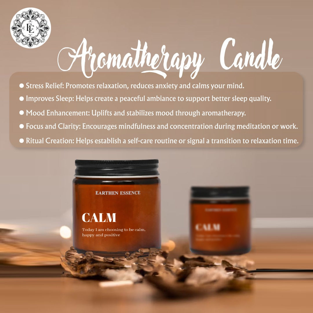 Aromatherapy | Meditation Candle -CALM | To bring peace, balance and serenity | With Pure Soy Wax & Blend of Pure Essential Oil | 100gm