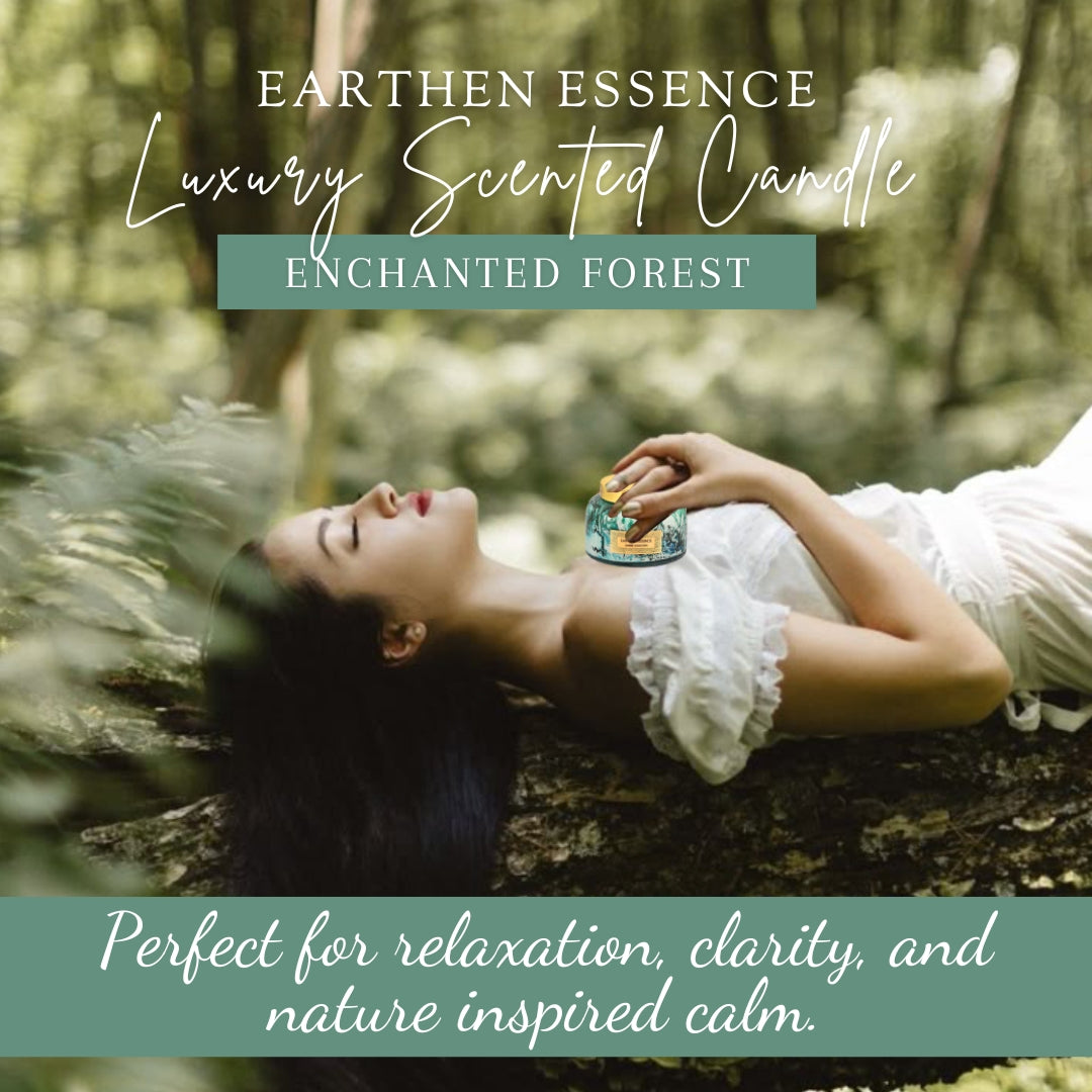 Earthen Essence Luxury Scented Candle ENCHANTED FOREST | With IFRA Certified Fragrance | 100% Natural Soy Wax Eco-friendly | Smokeless & Non-Toxic | Hand Poured, With Cotton German Wick | 300gm