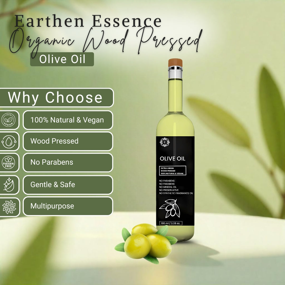 Organic OLIVE OIL | Woodpressed | Nourishing ; Strengthening Hair Treatment, Promotes Healthy Hair Growth, Enhances Shine and Moisture | Nourishes & hydrates| Extracted with Traditional Wood Pressed Method |100 ml