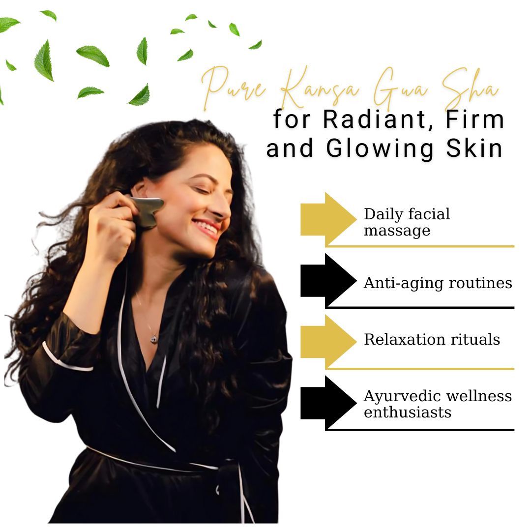 Pure KANSA GUA SHA for Radiant, Firm and Glowing Skin  |Reduces Stress, Wrinkles & Undereye Puffiness | Natural Face Sculpting & Lifting Tool for Men & Women