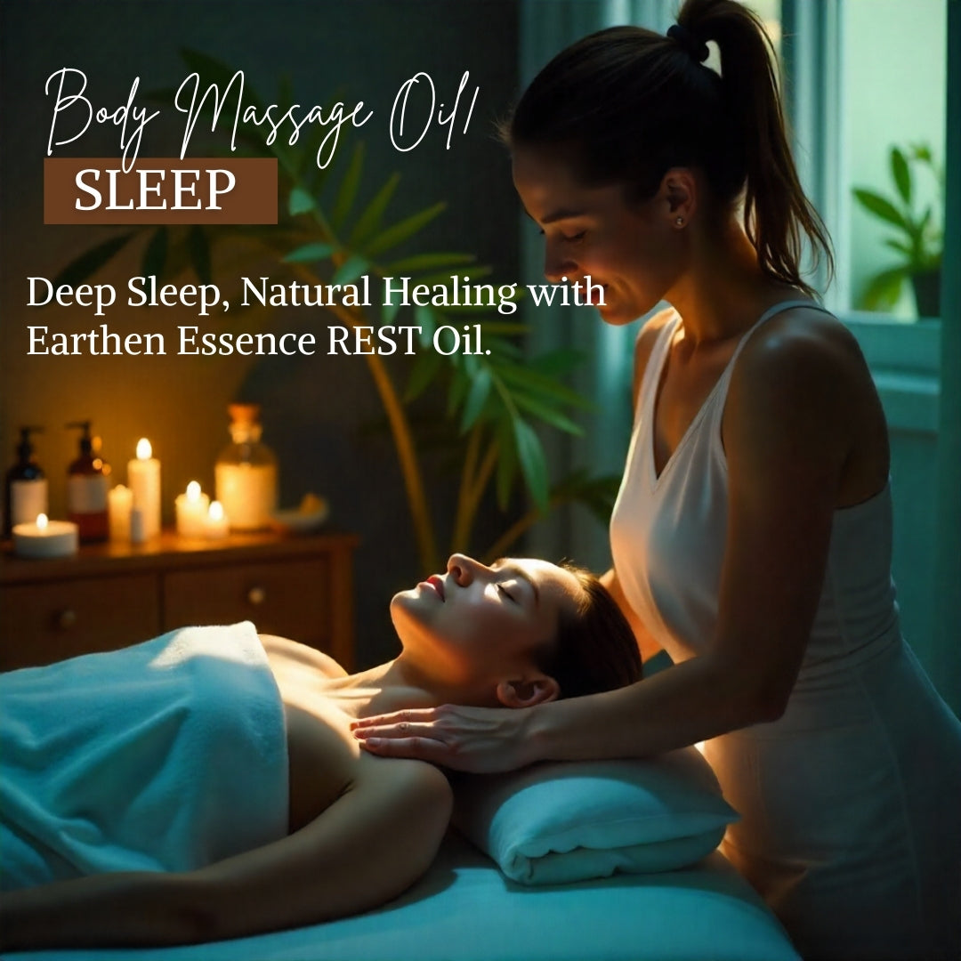 Luxurious Body massage Oil REST \ SLEEP | Reduce Anxiety, Tension, Insomnia & Restless Sleep | Improve Sleep Quality | 100% Pure & Natural (100ml).
