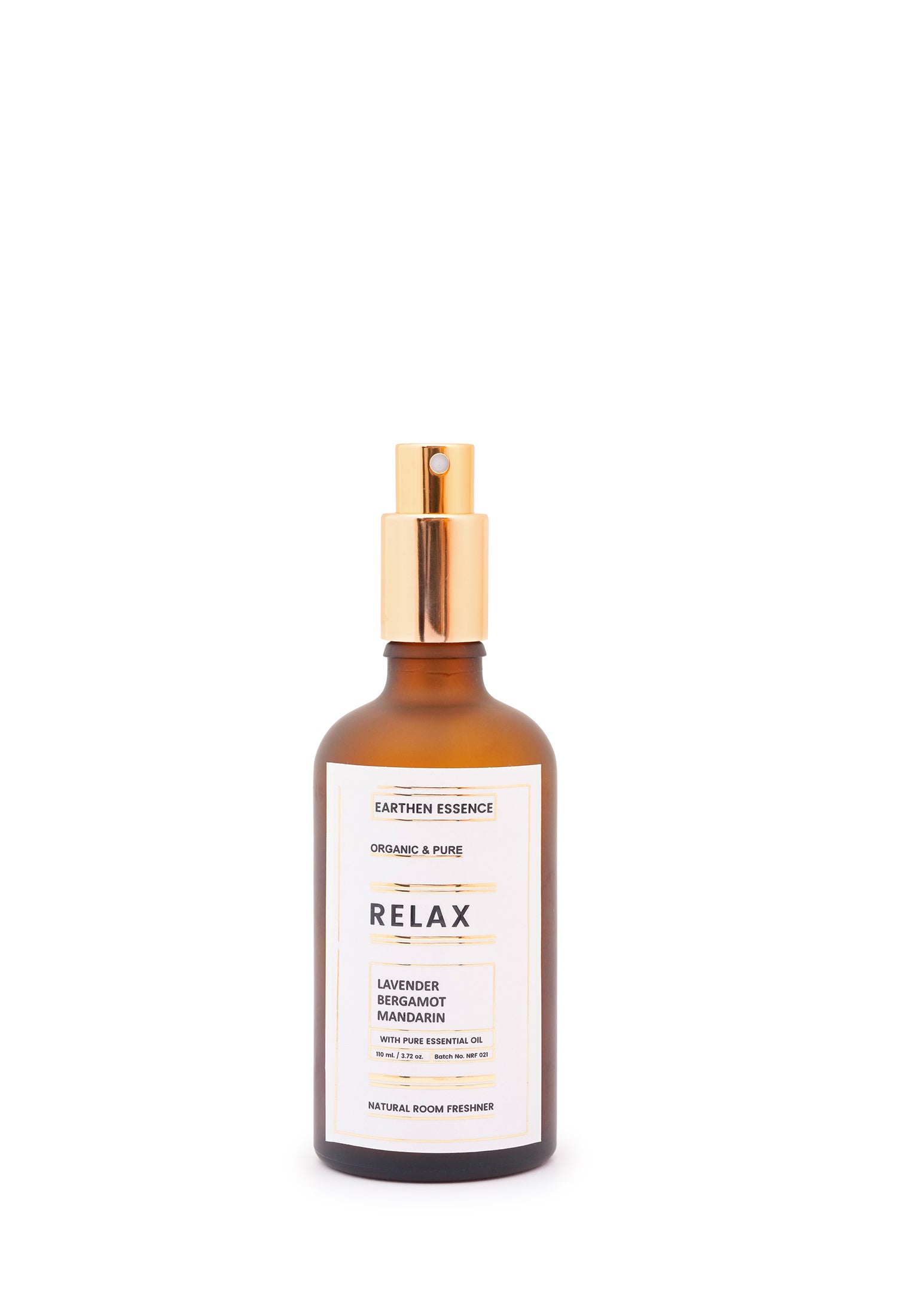 Earthen essence Organic RELAX Room Spray \ Freshner, Linen and Pillow Spray 110 ml with Pure Essential Oil LAVENDER, BERGAMOT and MANDARIN