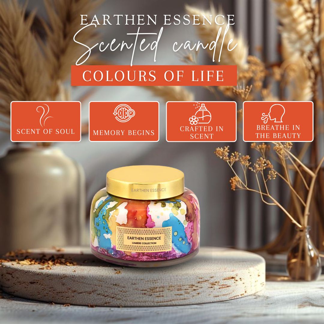 COLOURS OF LIFE Luxury Scented Candle | With IFRA Certified Fragrance | 100% Natural Soy Wax Eco-friendly | Smokeless & Non-Toxic | Hand Poured, With German Cotton Wick | 300gm