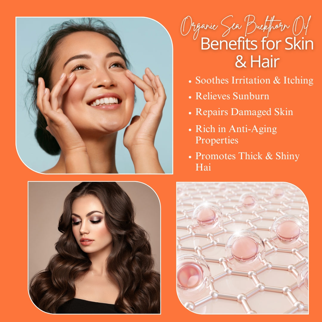 Organic SEABUCKTHORN Oil | Miracle Oil, with 4 Omega Fatty Acid | Therapeutic Grade Wood Pressed Edible Oil | For Skincare and Haircare | 100% Pure and Natural | Extracted with Traditional Wood Pressed Method | 30ml