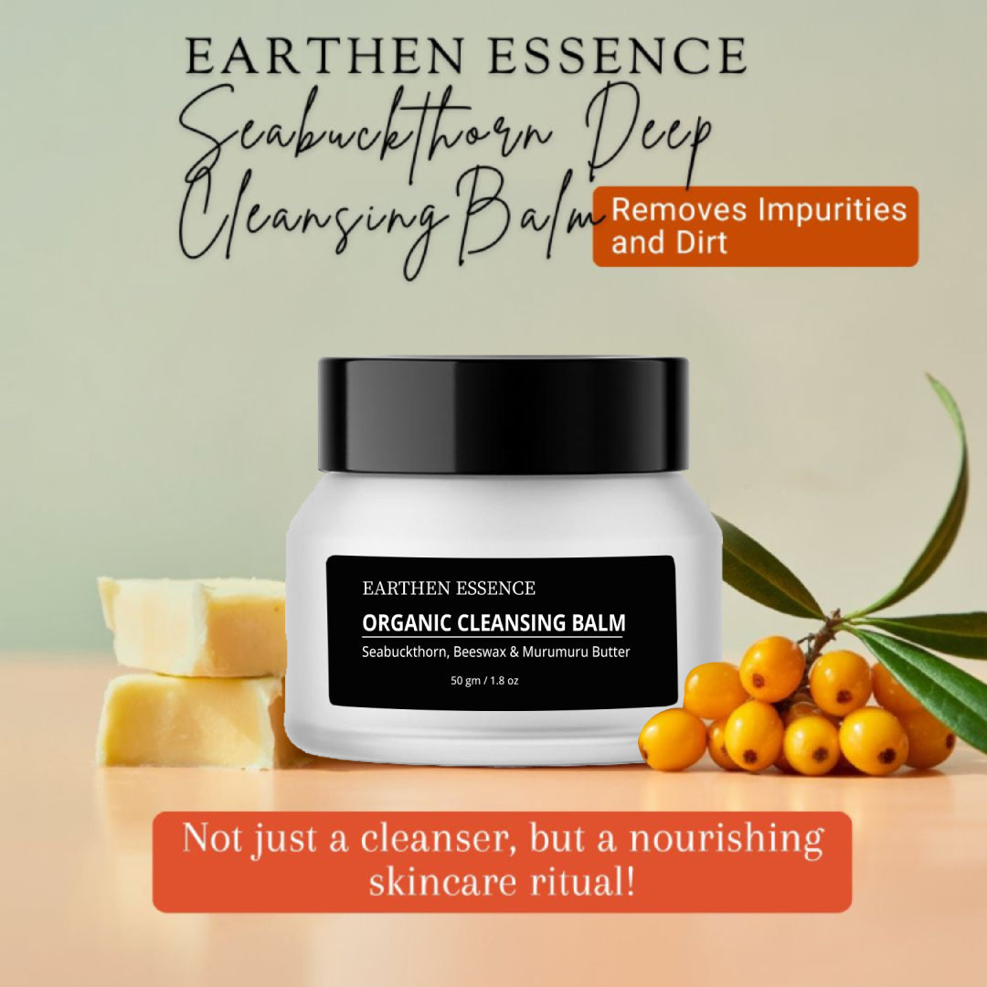 Seabuckthorn Deep Cleansing Balm Removes Impurities and Dirt / Nourishes & Hydrates Skin / Organic Cleansing Balm / Makeup Remover for Soft & Glowing Skin / 50 gm