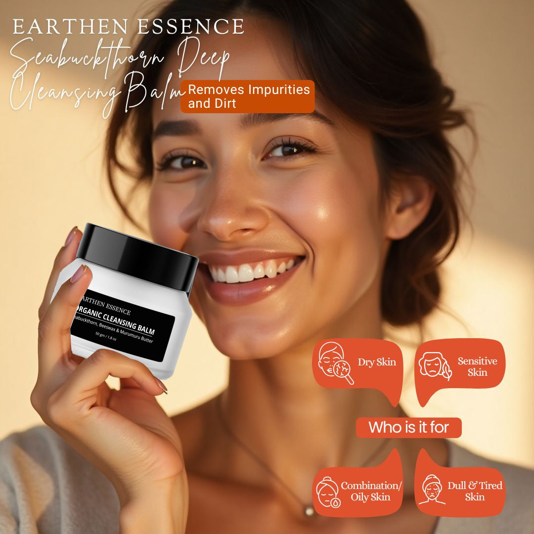 Seabuckthorn Deep Cleansing Balm Removes Impurities and Dirt / Nourishes & Hydrates Skin / Organic Cleansing Balm / Makeup Remover for Soft & Glowing Skin / 50 gm