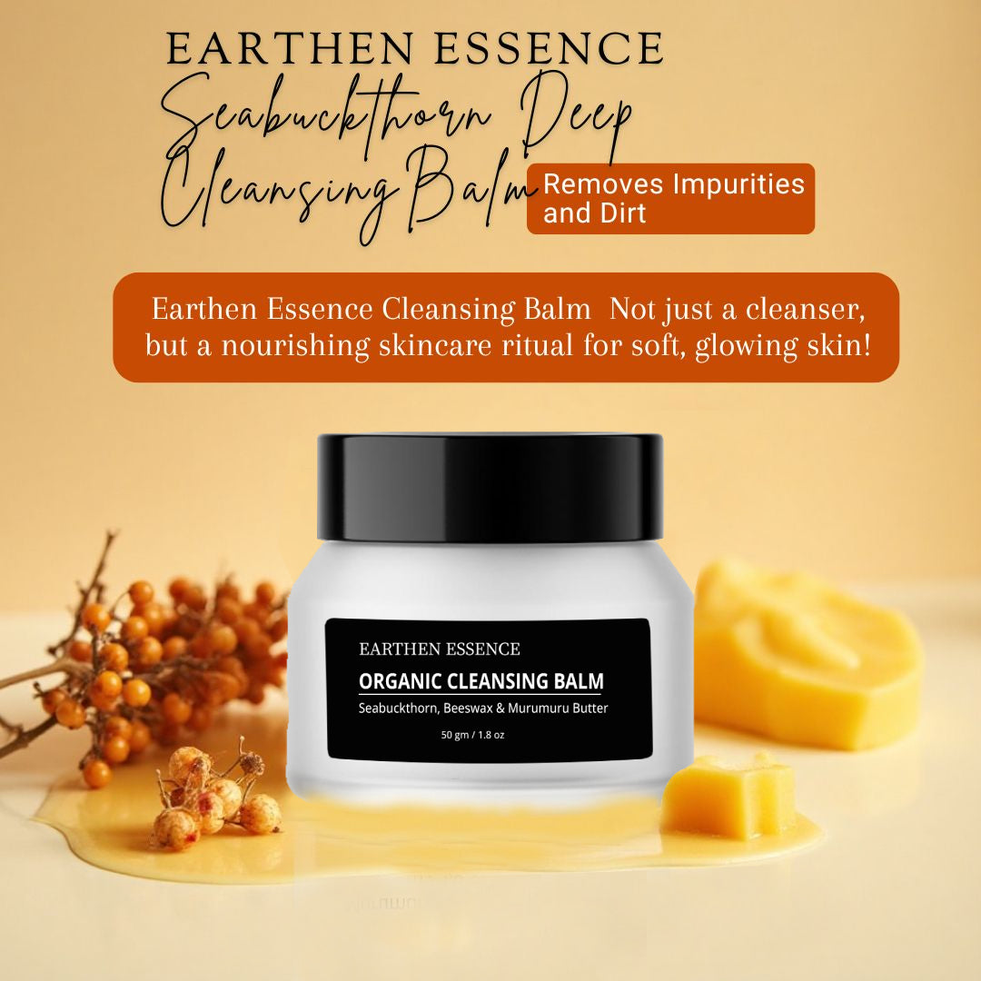 Seabuckthorn Deep Cleansing Balm Removes Impurities and Dirt / Nourishes & Hydrates Skin / Organic Cleansing Balm / Makeup Remover for Soft & Glowing Skin / 50 gm