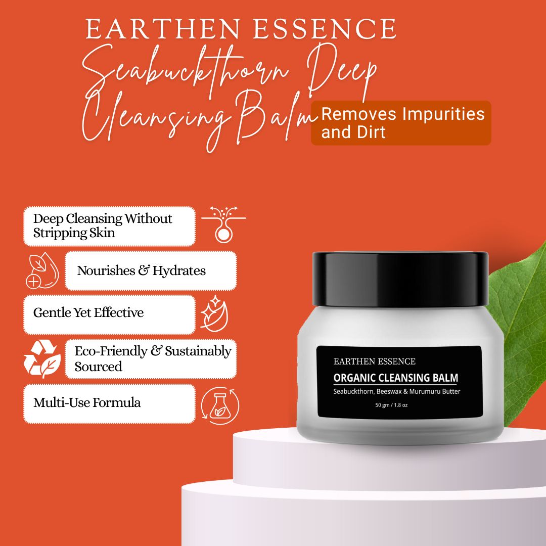 Seabuckthorn Deep Cleansing Balm Removes Impurities and Dirt / Nourishes & Hydrates Skin / Organic Cleansing Balm / Makeup Remover for Soft & Glowing Skin / 50 gm