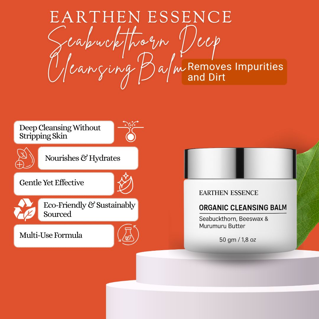 Seabuckthorn Deep Cleansing Balm Removes Impurities and Dirt / Nourishes & Hydrates Skin / Organic Cleansing Balm / Makeup Remover for Soft & Glowing Skin / 50 gm
