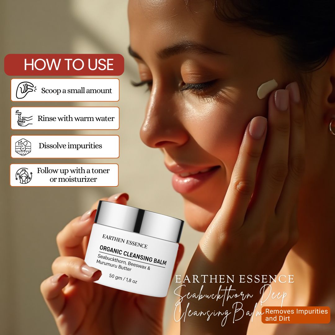 Seabuckthorn Deep Cleansing Balm Removes Impurities and Dirt / Nourishes & Hydrates Skin / Organic Cleansing Balm / Makeup Remover for Soft & Glowing Skin / 50 gm
