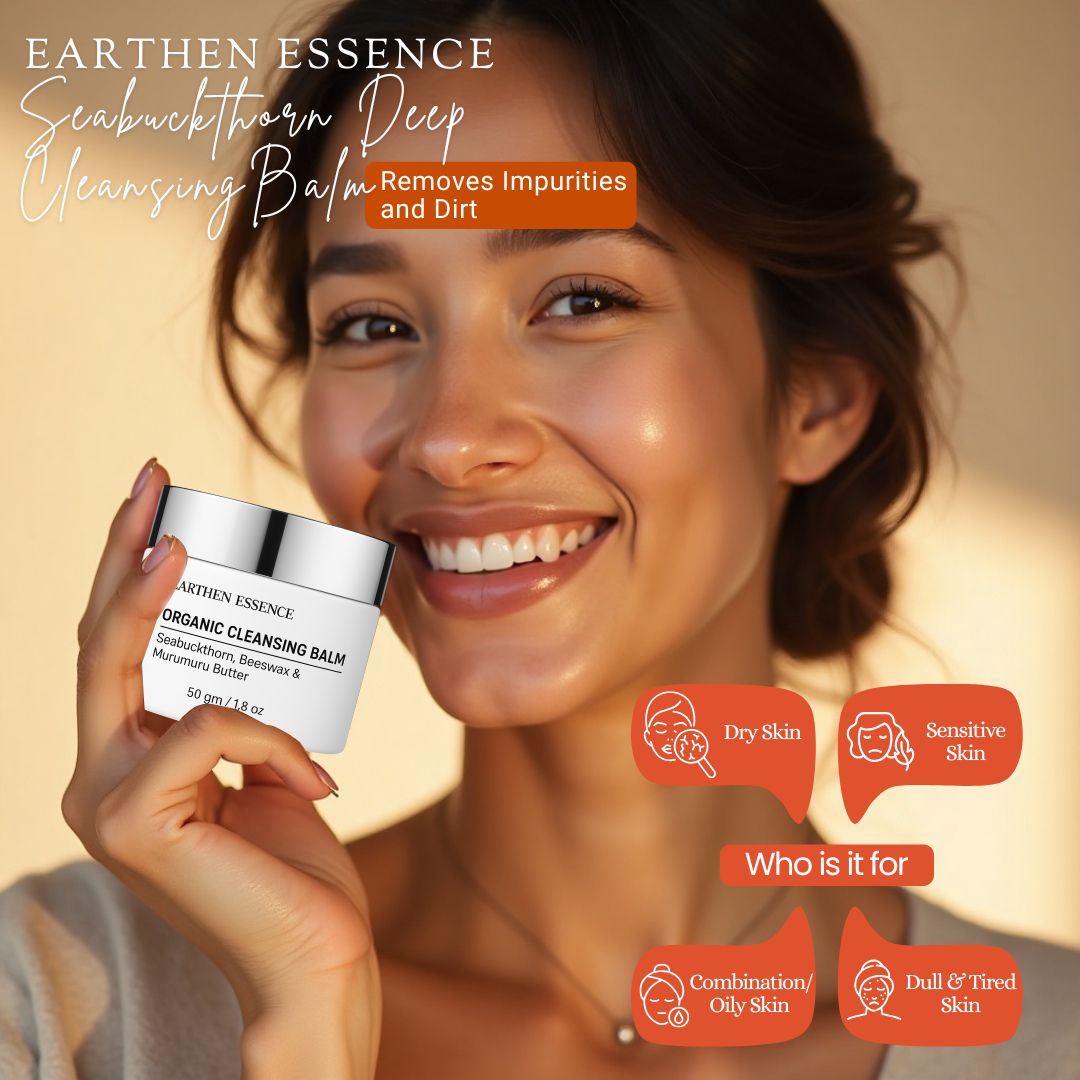 Seabuckthorn Deep Cleansing Balm Removes Impurities and Dirt / Nourishes & Hydrates Skin / Organic Cleansing Balm / Makeup Remover for Soft & Glowing Skin / 50 gm