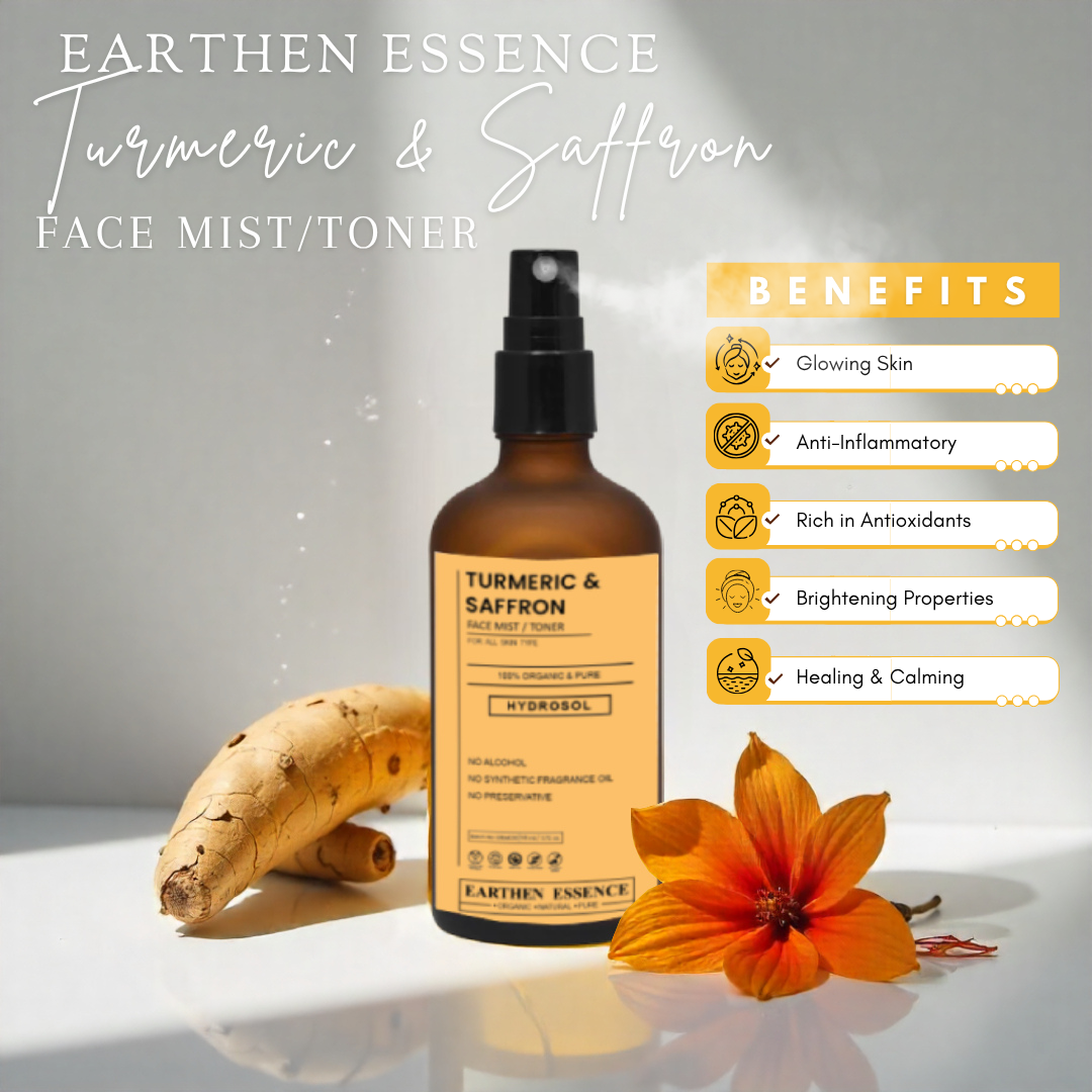 TURMERIC and SAFFRON Face Mist / Toner | Pure Hydrosol | Skin Brightening, Antiaging and Radiance | For All Skin Types | 100ml