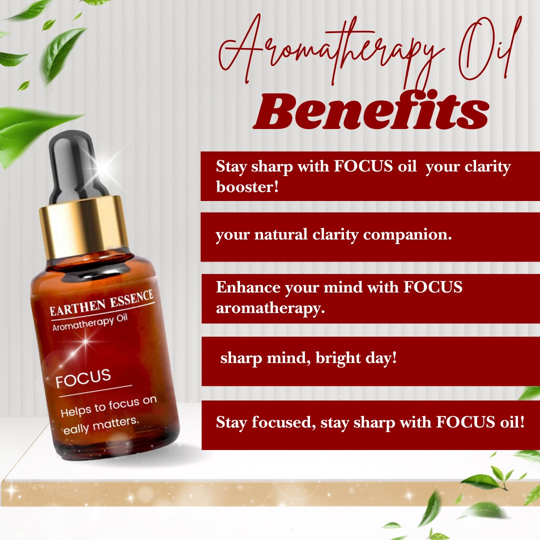 Aromatherapy oil FOCUS | Blend of pure Essential Oils| 100% Therapeutic Essential Oil | Improve Concentration | 100% Pure & Natural | Easy To Use| 10ml