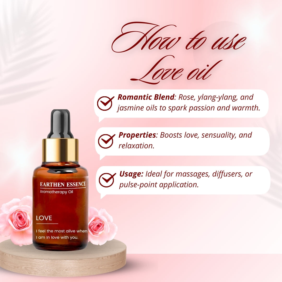 Aromatherapy oil LOVE | Blend of Pure Essential Oils | 100% Therapeutic Essential Oil | Attract Love and Deepen Connection | For Love and Passion |100% Pure & Natural | Easy To Use | 10 ml
