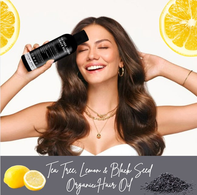 TEA TREE, LEMON and BLACK SEED Organic Hair Oil | for Itchy Scalp, Soothing & Sebum Control | Anti Dandruff & Reduce Hair fall | Light Hair Oil for Men & Women 100% Pure, Natural & Organic | 100ml