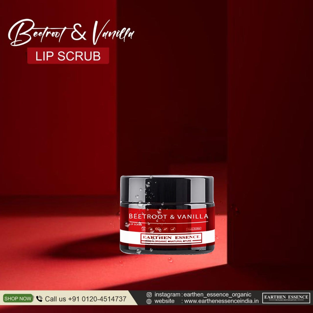 BEETROOT & VANILLA Organic Lip Scrub With AVOCADO BUTTER | For Dark, Chapped & Pigmented Lip |For Brightening Dark Lips|20 gm