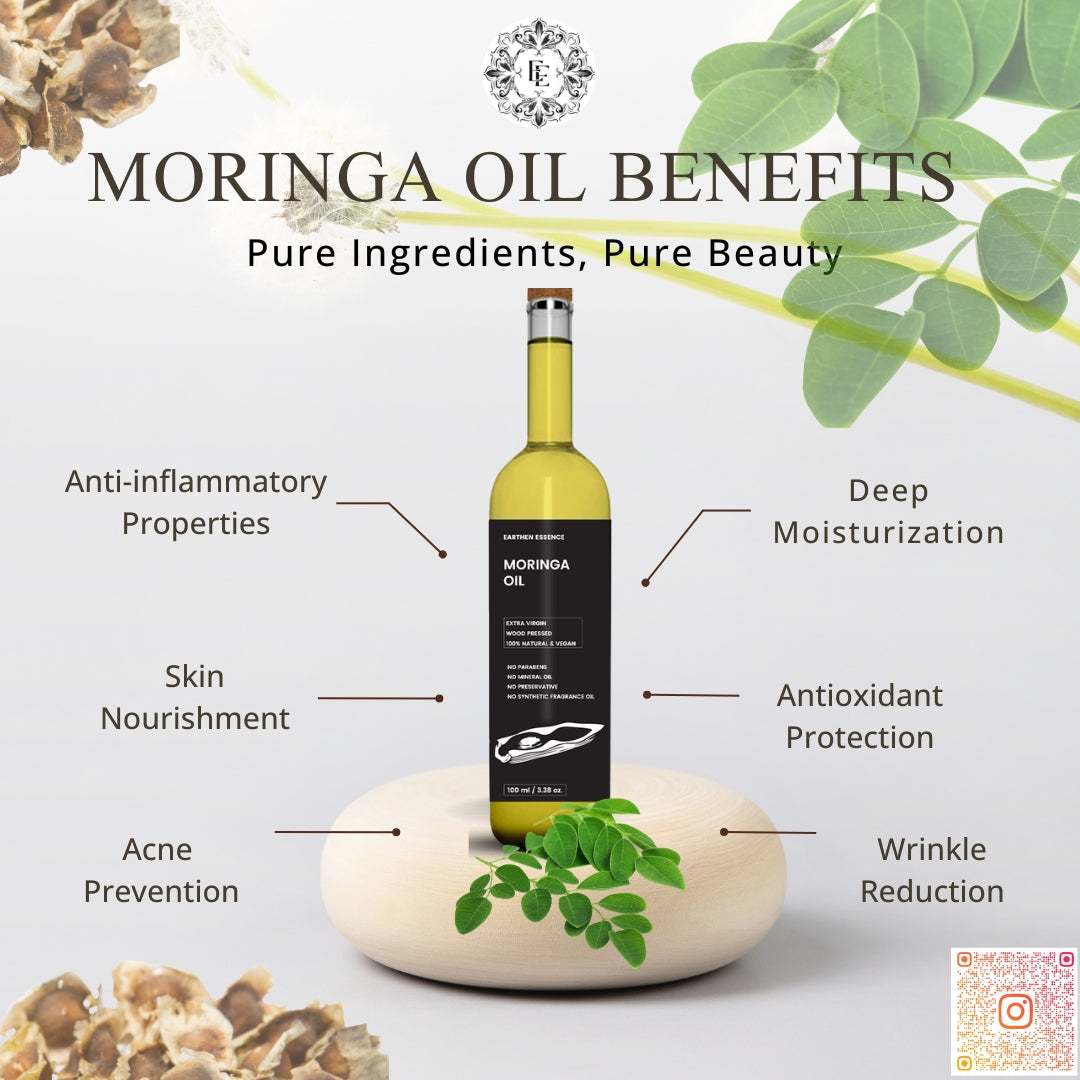 Organic MORINGA SEED Oil | Organic, Edible | For Skin Care, Nourished Hair & Body | Extracted with Traditional Wood Pressed Method | 100 ml