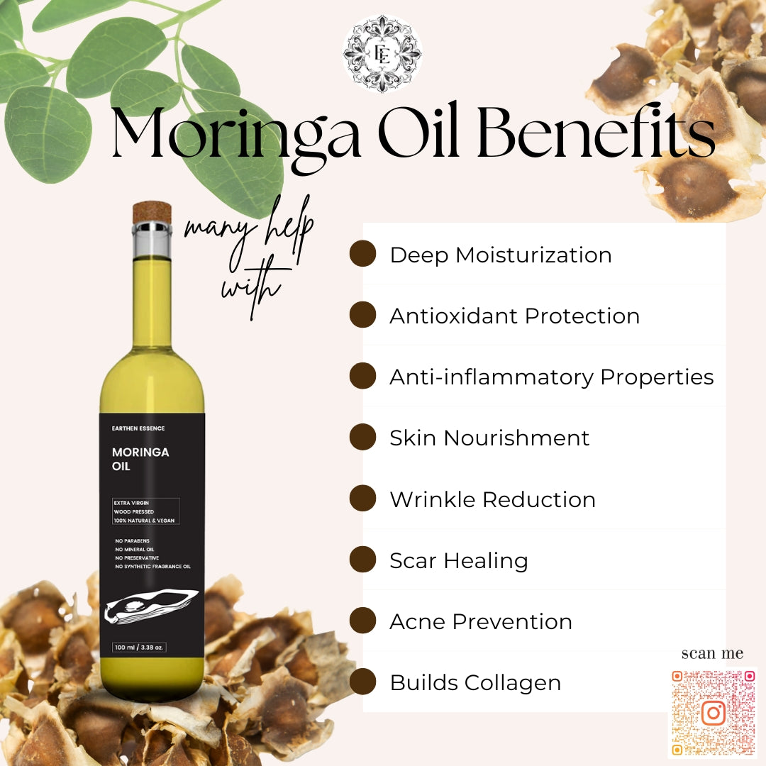 Organic MORINGA SEED Oil | Organic, Edible | For Skin Care, Nourished Hair & Body | Extracted with Traditional Wood Pressed Method | 100 ml