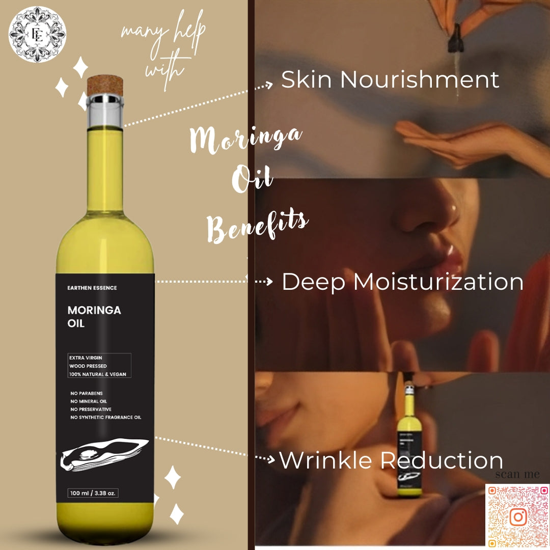 Organic MORINGA SEED Oil | Organic, Edible | For Skin Care, Nourished Hair & Body | Extracted with Traditional Wood Pressed Method | 100 ml