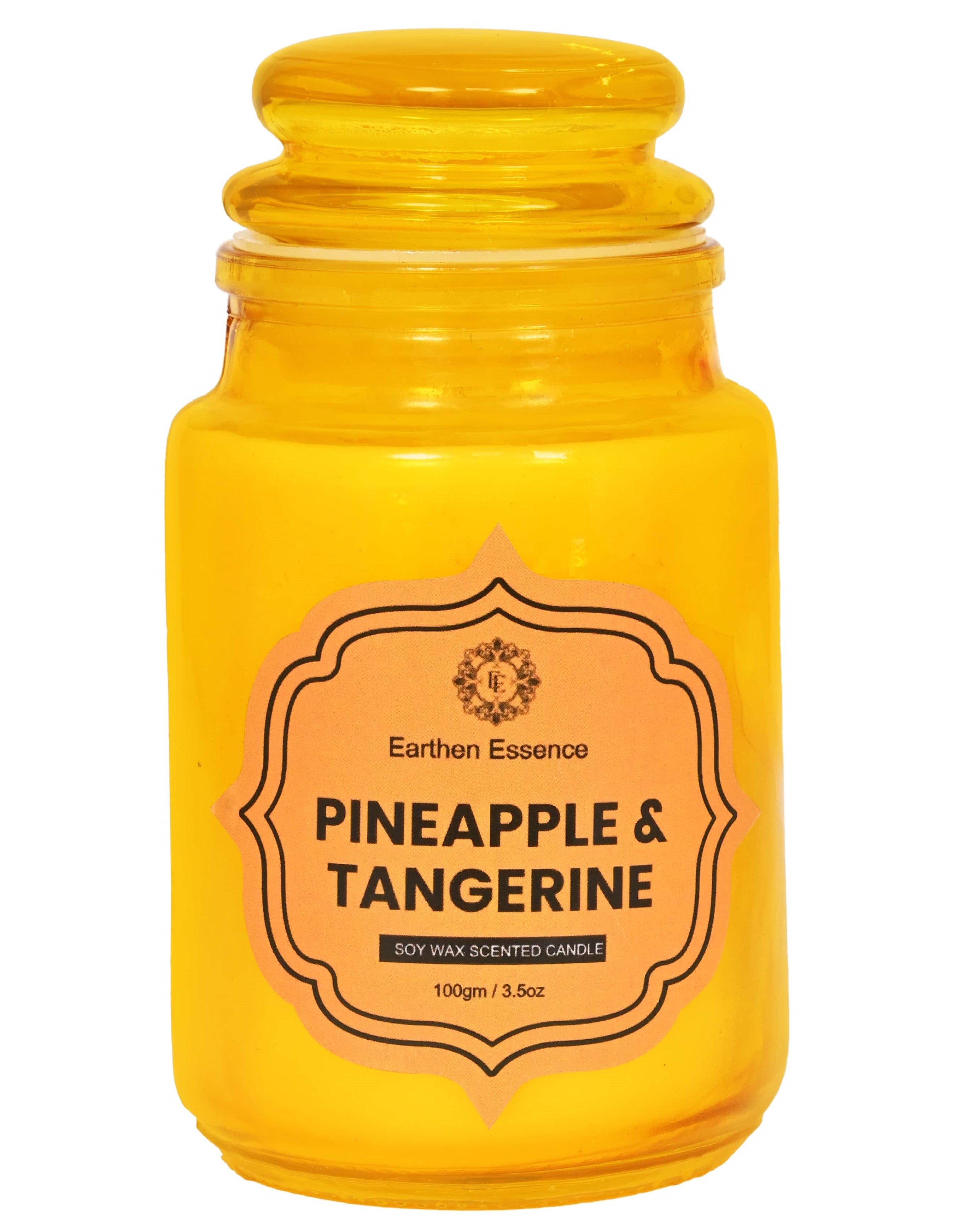 Earthen Essence Yankee Jar Luxury Scented Candle PINEAPPLE & TANGERINE | 100% Natural Soy Wax Eco-friendly | Smokeless & Non-Toxic | Hand poured 3 Wick Lead Free Cotton wick | Re Usable Jar