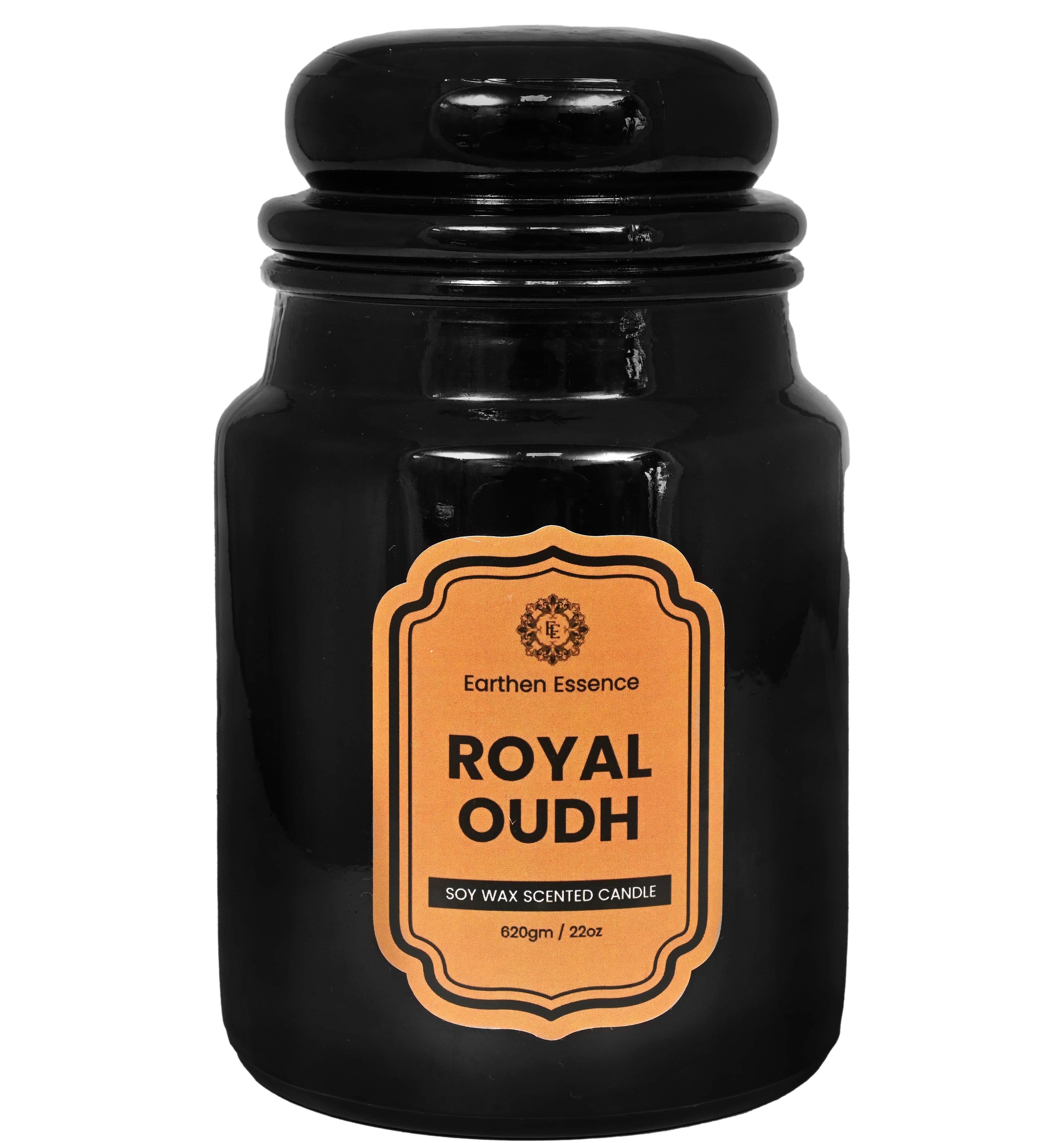 Earthen Essence Yankee Jar Luxury Scented Candle ROYAL OUD | 100% Natural Soy Wax Eco-friendly | Smokeless & Non-Toxic | Hand poured 3 Wick Lead Free Cotton wick | Re Usable Jar