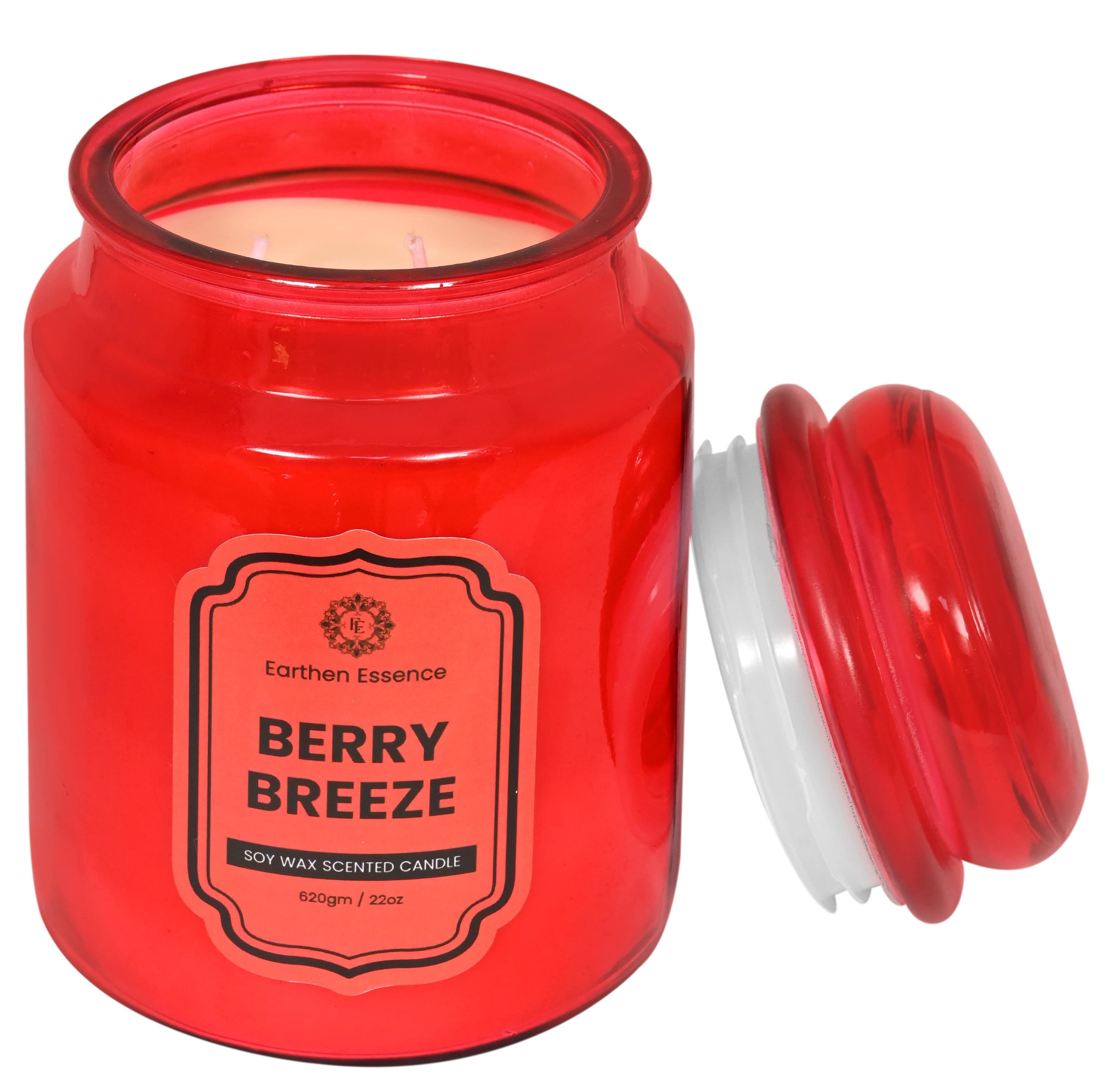 Earthen Essence Yankee Jar Luxury Scented Candle BERRY BREEZE | 100% Natural Soy Wax Eco-friendly | Smokeless & Non-Toxic | Hand poured 3 Wick Lead Free Cotton wick | Re Usable Jar