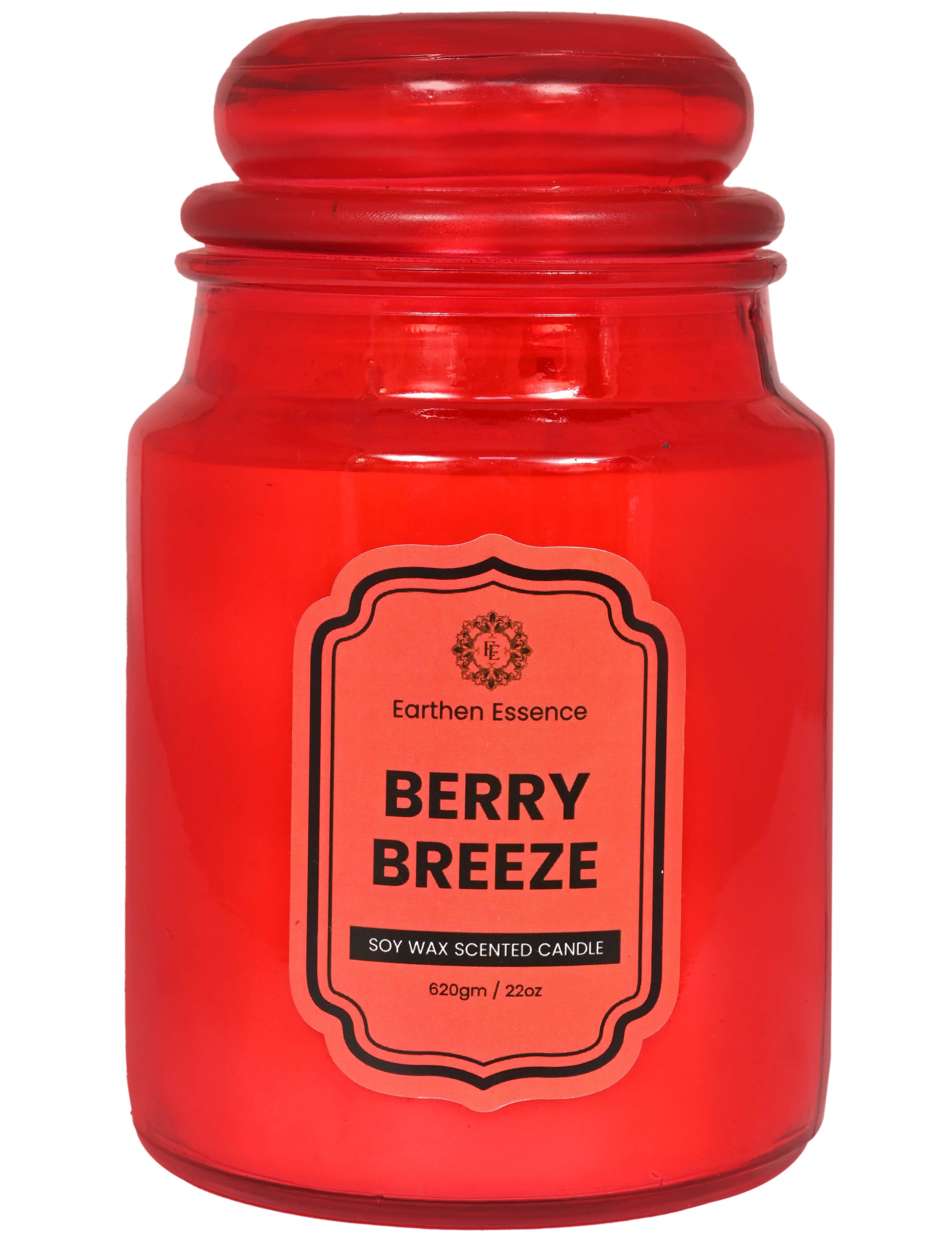 Earthen Essence Yankee Jar Luxury Scented Candle BERRY BREEZE | 100% Natural Soy Wax Eco-friendly | Smokeless & Non-Toxic | Hand poured 3 Wick Lead Free Cotton wick | Re Usable Jar