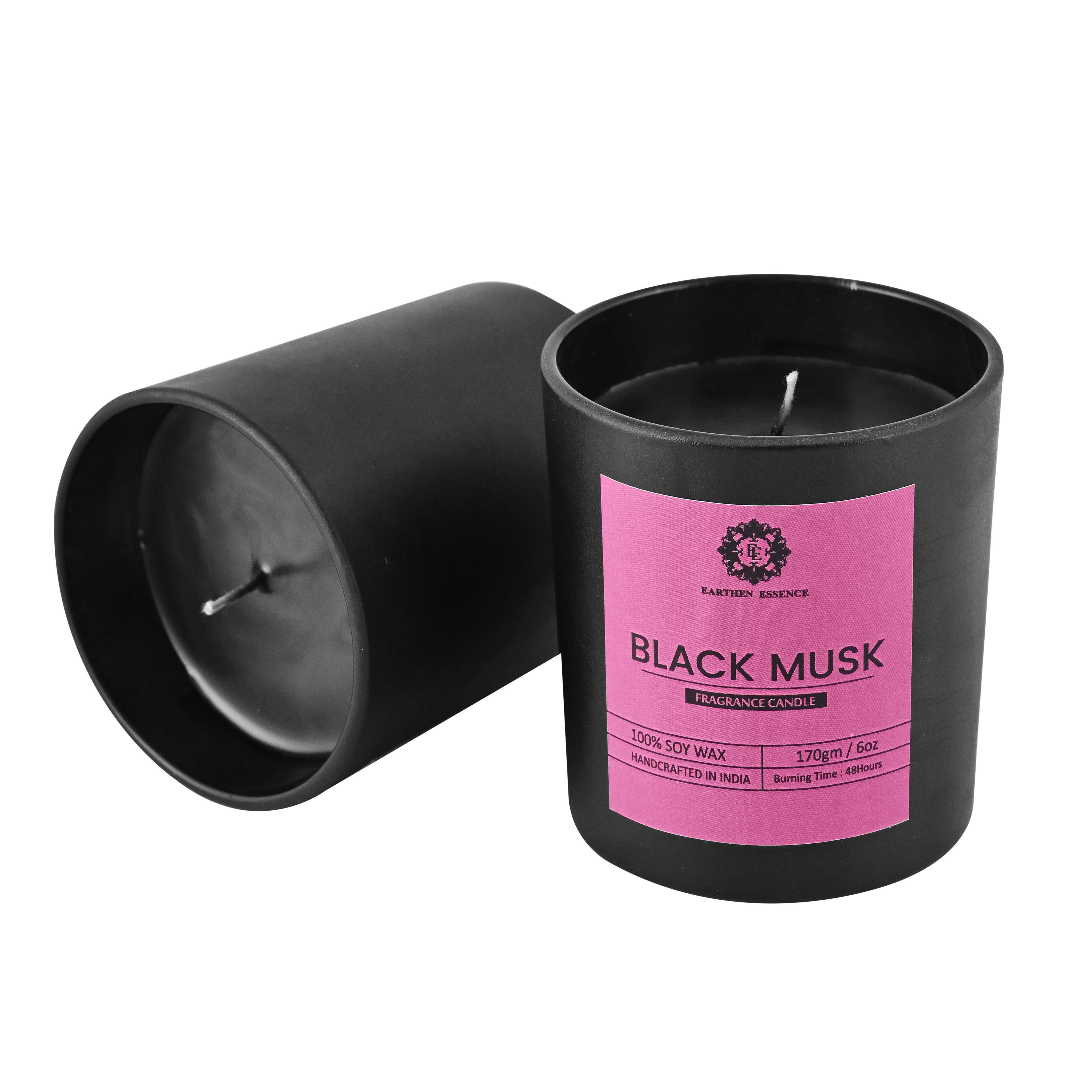 Mens Series BLACK MUSK Fragrance Pure Soy Wax Luxury Scented Candle | 100% Natural Wax & Lead Free Cotton Wick | Smokeless & Non-Toxic Candles | 180gm