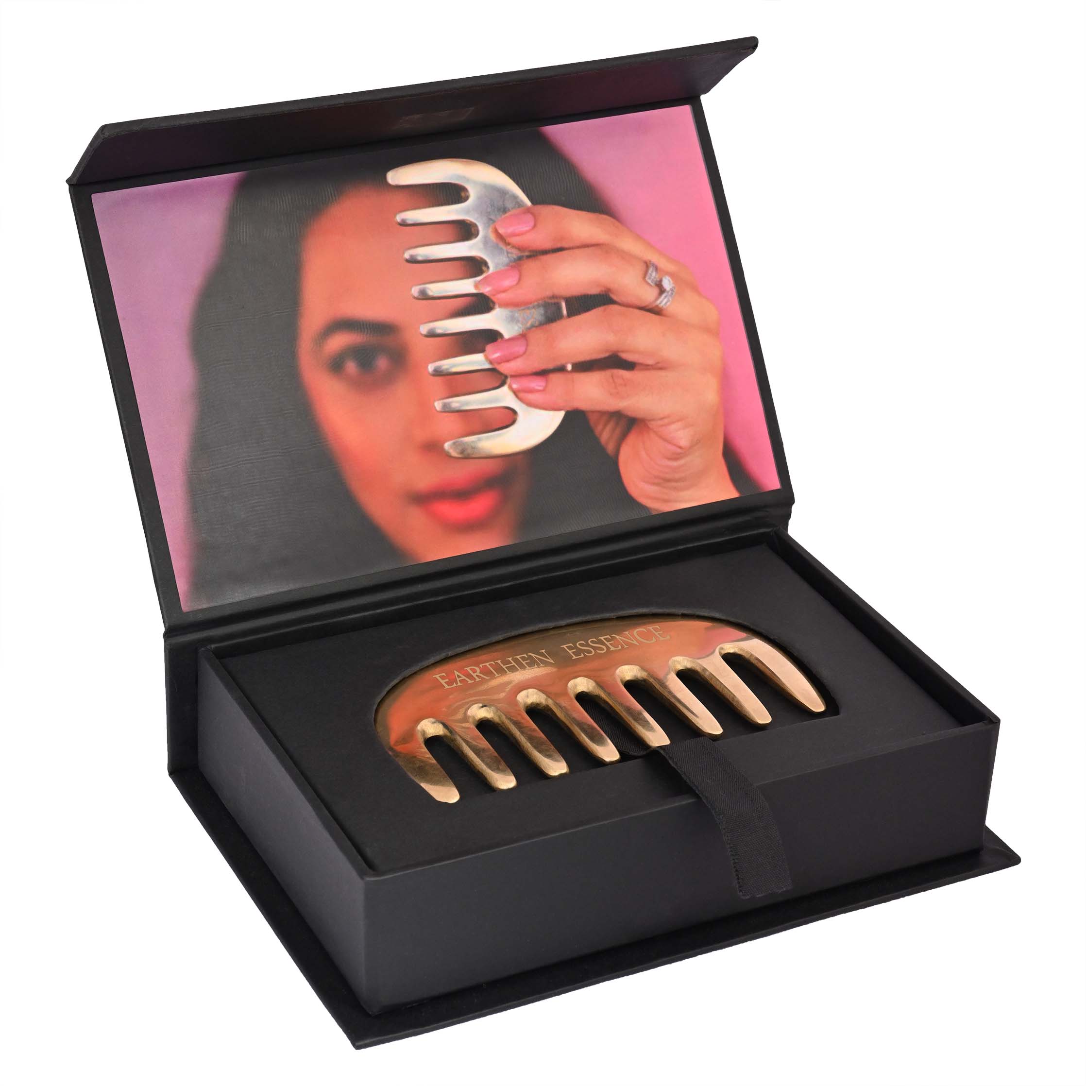 Earthen Essence Pure KANSA COMB for Healthy & Strong Hair and Mind | Reduce Anxiety, Tension and Improve Sleep Quality