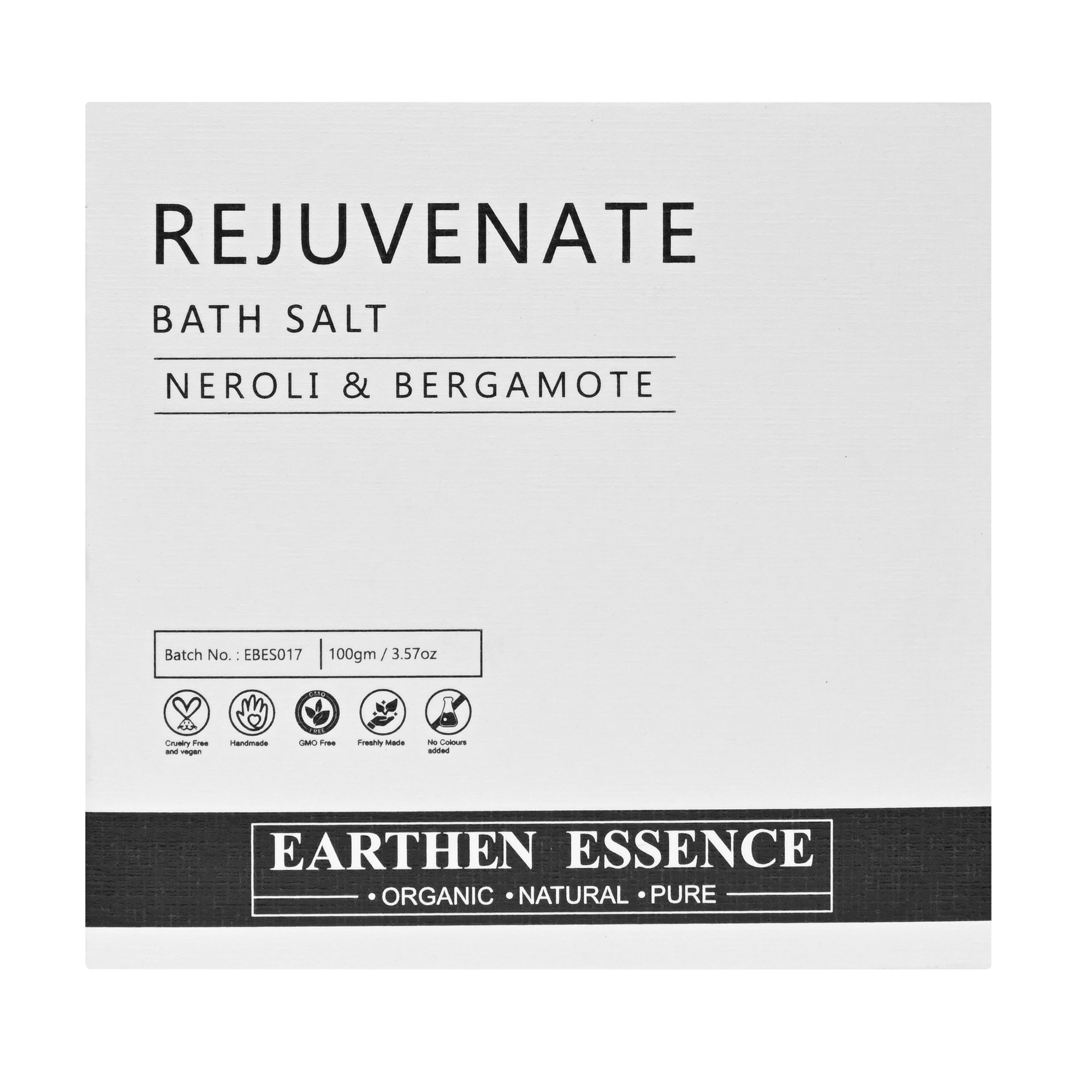 REJUVENATE Bath Salt with Pure Essential Oil NEROLI & BERGAMOT | Mix of Epsom Salt, Himalayan Salt, and Sea Salt, Vitamin C & E | for Body & Foot Spa | 100gm