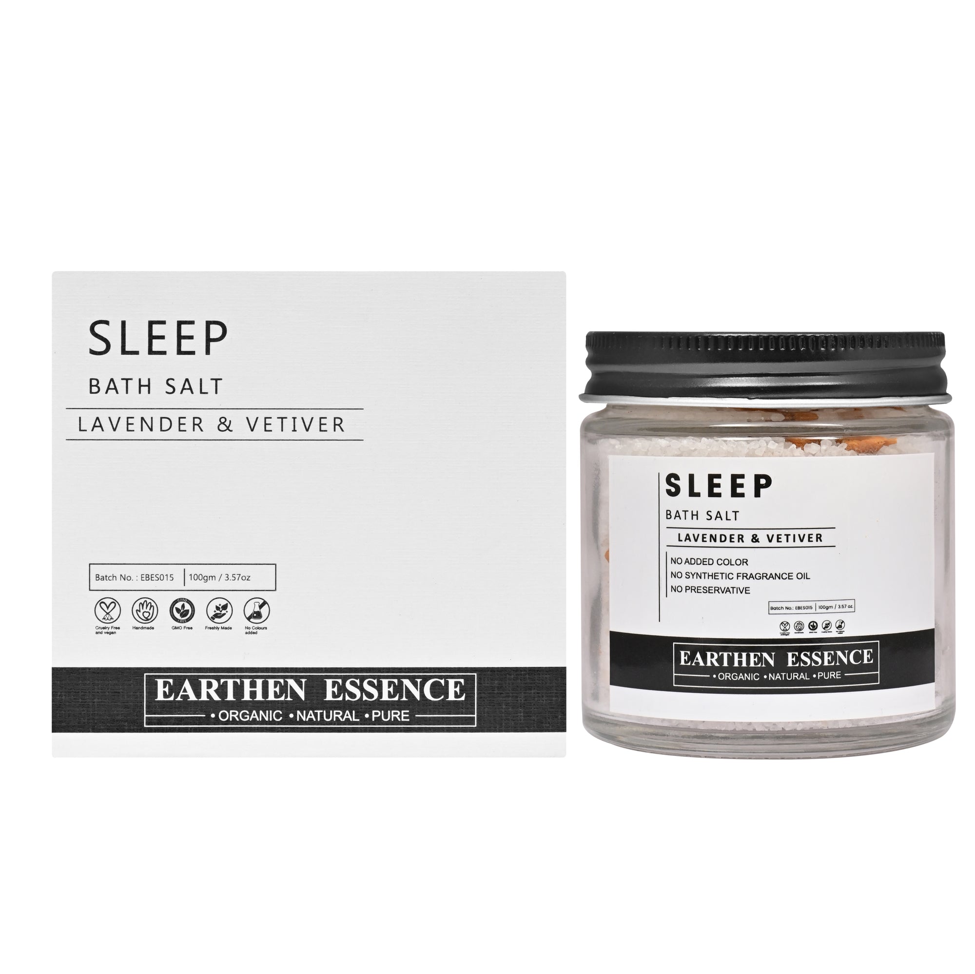 SLEEP Bath Salt | With Pure Essential Oil LAVENDER & VETIVER | Mix of Epsom Salt, Himalayan Salt, and Sea Salt, Vitamin C & E | Dream Sleep, Reduce Insomnia & Restless Sleep| for Body & Foot Spa | 100gm