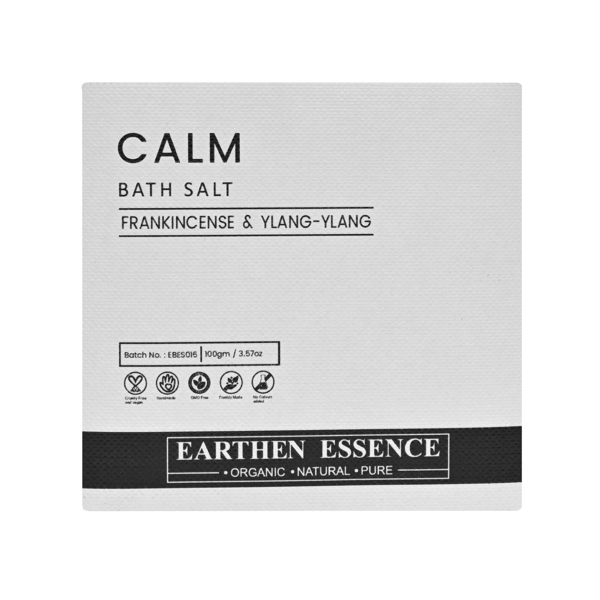 CALM Bath Salt with Pure Essential Oil FRANKINCENSE & YLANG YLANG | Mix of Epsom Salt, Himalayan Salt, and Sea Salt, Vitamin C & E | | Relaxing & Calming, Tension, Anxiety & Stress Buster | Calms Down Nerves | 100gm