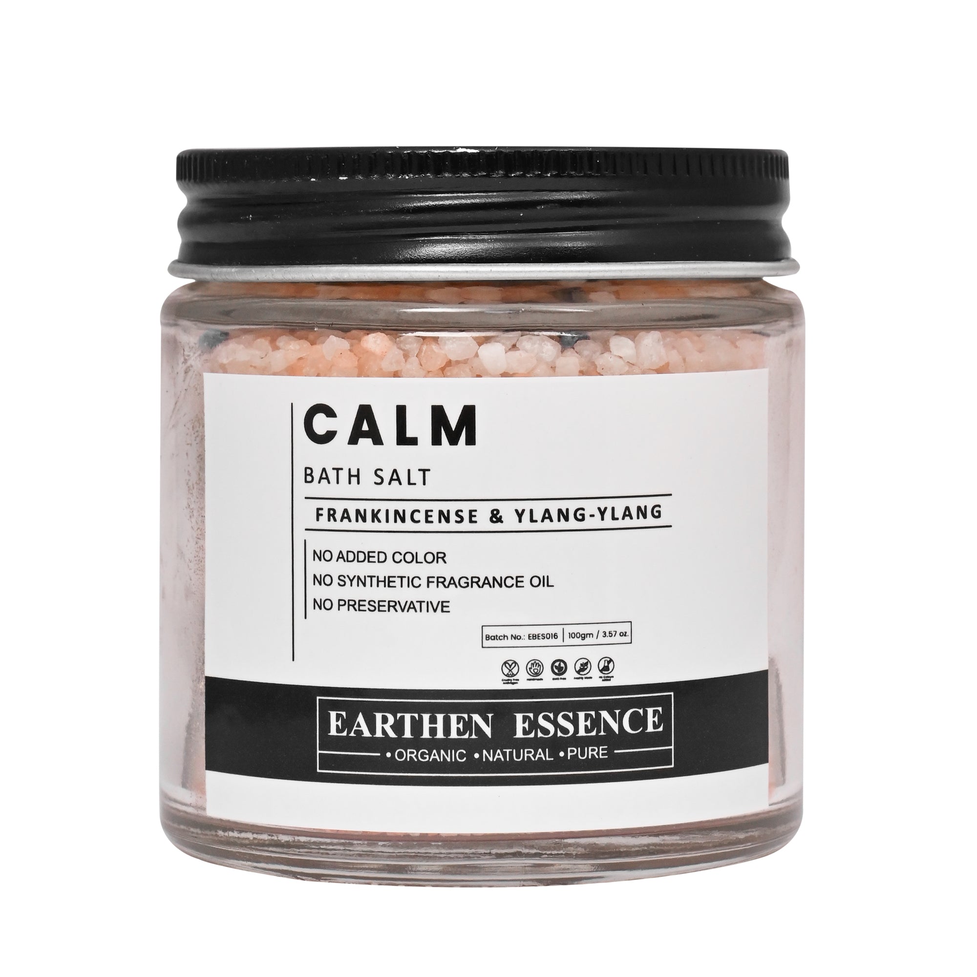 CALM Bath Salt with Pure Essential Oil FRANKINCENSE & YLANG YLANG | Mix of Epsom Salt, Himalayan Salt, and Sea Salt, Vitamin C & E | | Relaxing & Calming, Tension, Anxiety & Stress Buster | Calms Down Nerves | 100gm
