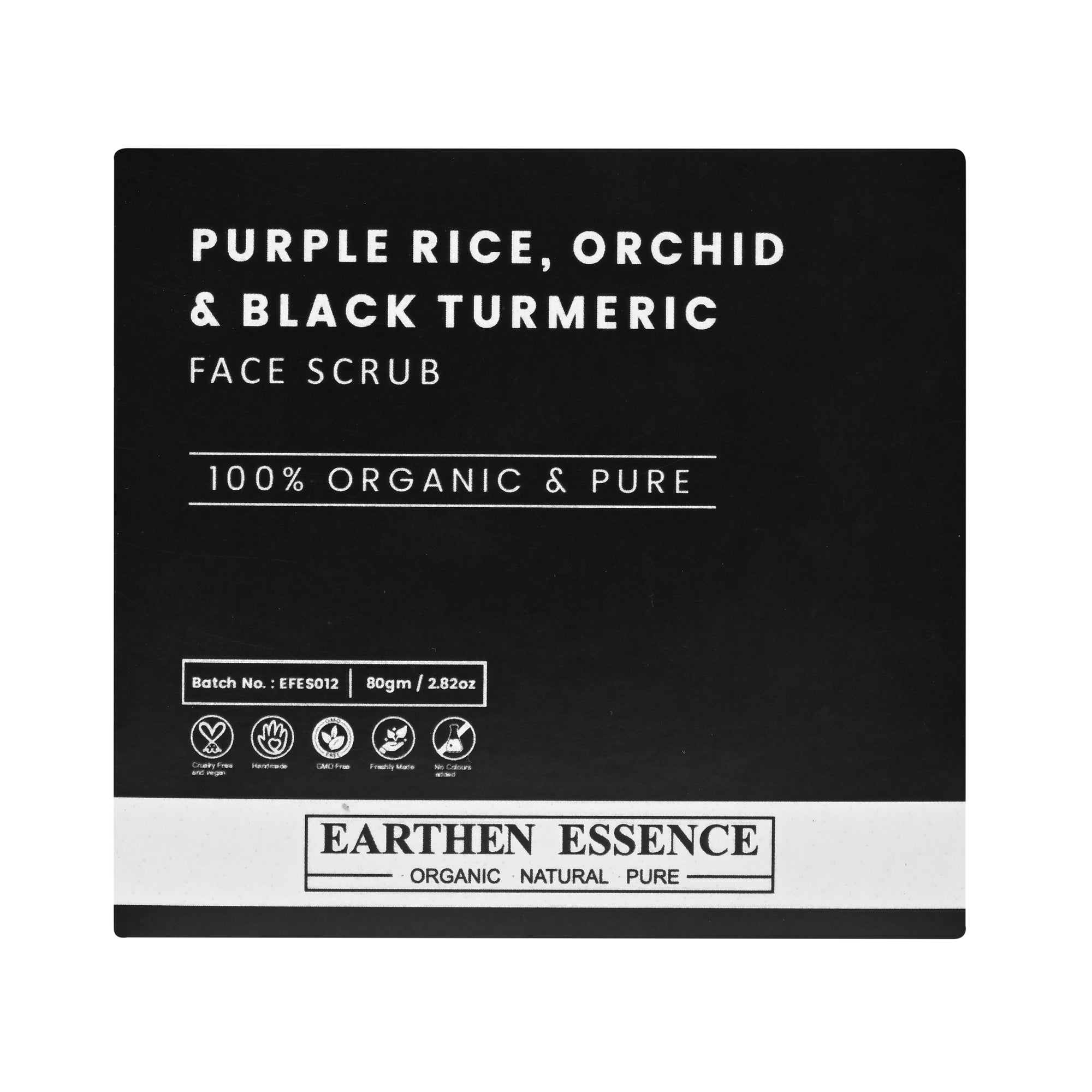 PURPLE RICE, ORCHID & BLACK TURMERIC Organic Face Scrub | Anti-Acne & De-Tan | Fights Aging & Hyperpigmentation | Opens Pores & Exfoliates | Detoxifying Face Pack with Powerful Herbs | 100g