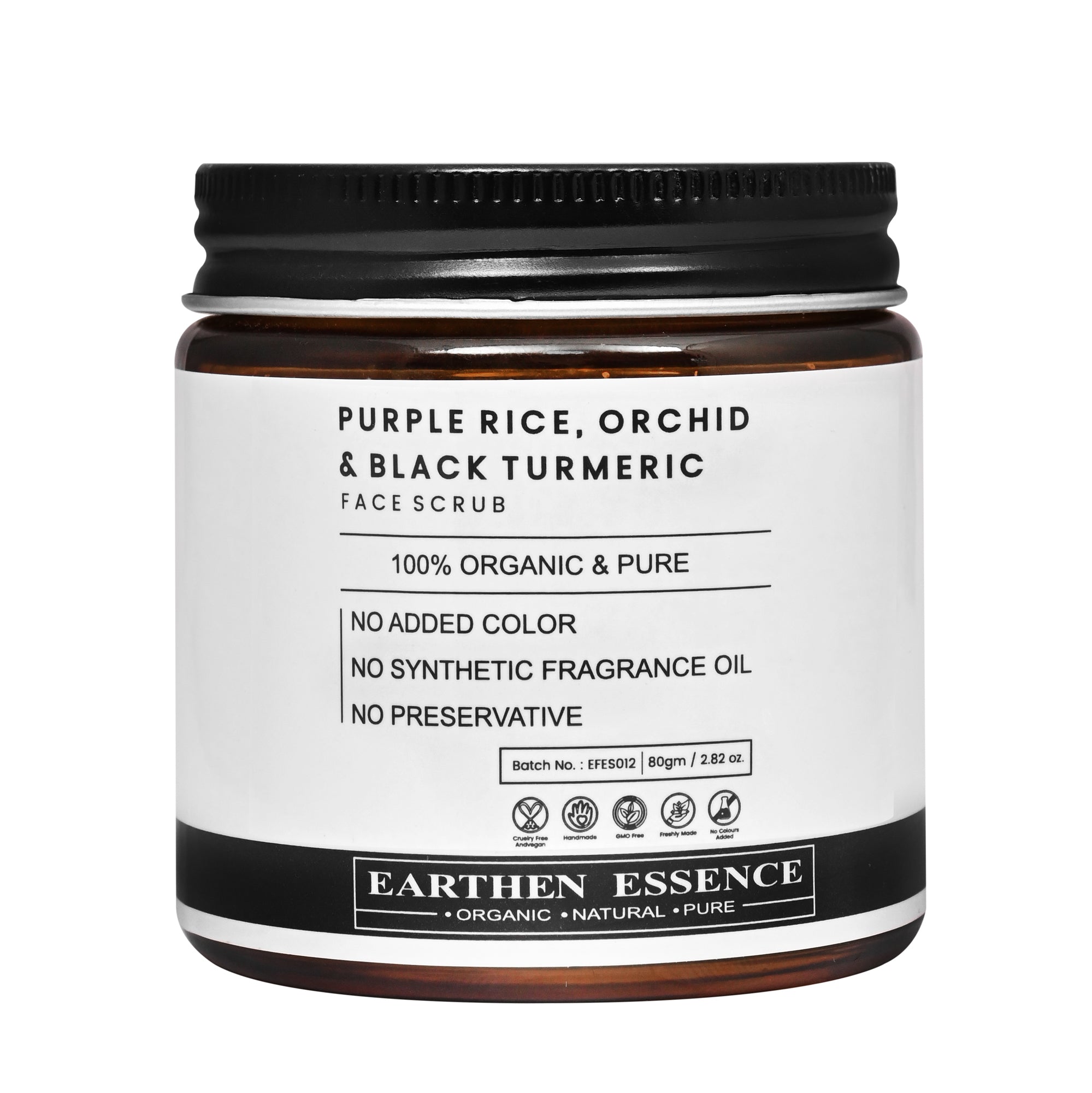 PURPLE RICE, ORCHID & BLACK TURMERIC Organic Face Scrub | Anti-Acne & De-Tan | Fights Aging & Hyperpigmentation | Opens Pores & Exfoliates | Detoxifying Face Pack with Powerful Herbs | 100g