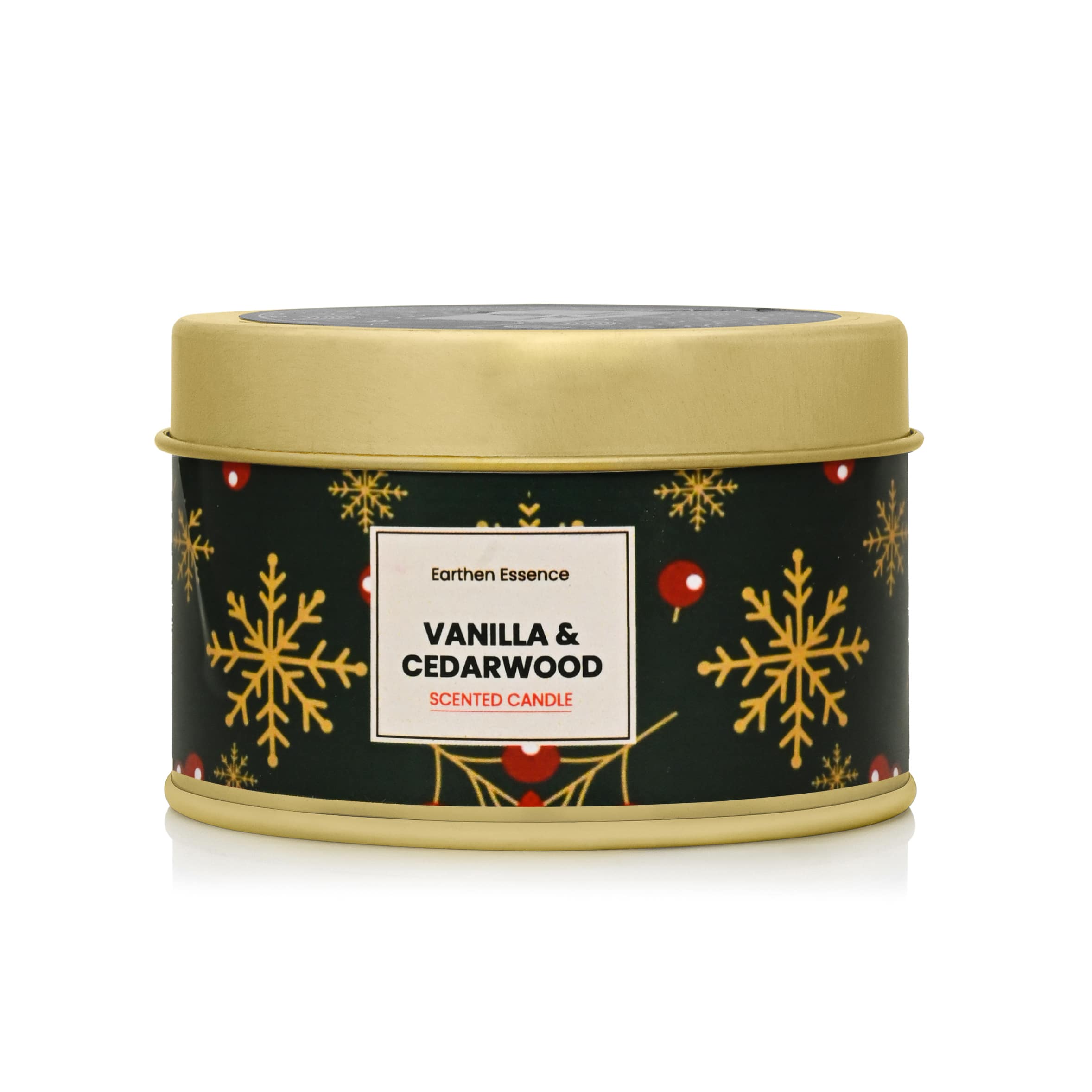 VANILLA & CEDARWOOD Fragrance Pure Soy Wax Luxury Scented Candle | Christmas Candle | | 100% Natural Wax & Lead Free Cotton Wick | Upto 18 Hours of Clean Burning | Smokeless & Non-Toxic Candles | 110gm