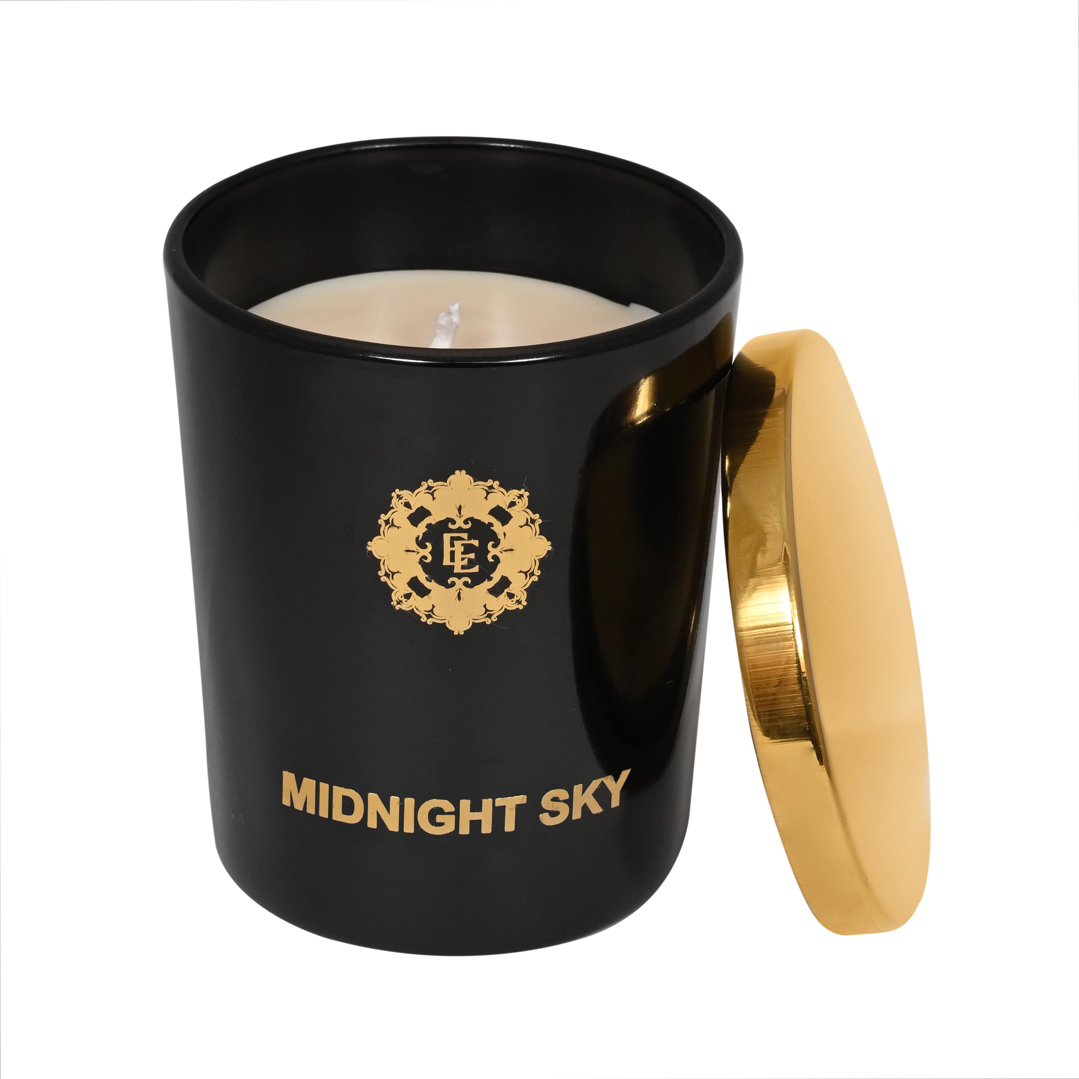 Luxury Scented Candle MIDNIGHT SKY | 100% Natural Wax & Lead Free Cotton Wick | Upto 55 Hours of Clean Burning | Smokeless & Non-Toxic Candles | 290gm