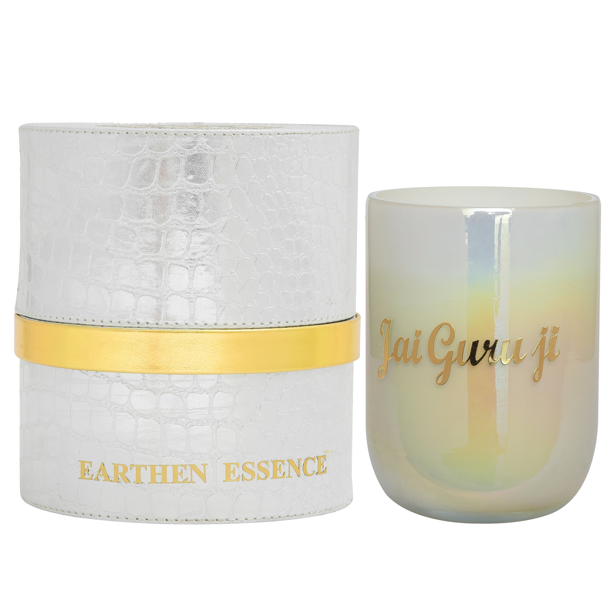 Earthen Essence DIVINE Luxury Scented Candle JAI GURUJEE | With IFRA Certified Fragrance MOGRA & ROSE | 100% Natural Soy Wax Eco-friendly | Smokeless & Non-Toxic | Hand Poured With German Cotton  Wick  | 220gm