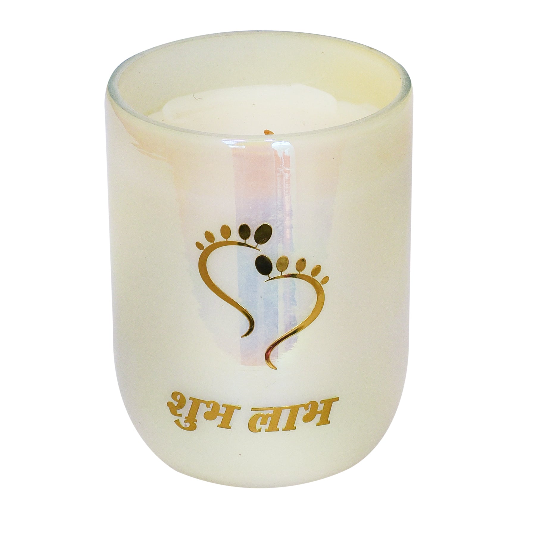 Earthen Essence DIVINE Luxury Scented Candle SUBH LABH | With IFRA Certified Fragrance INDIAN LOTUS | 100% Natural Soy Wax Eco-friendly | Smokeless & Non-Toxic | Hand Poured With Cotton German Wick | 220gm