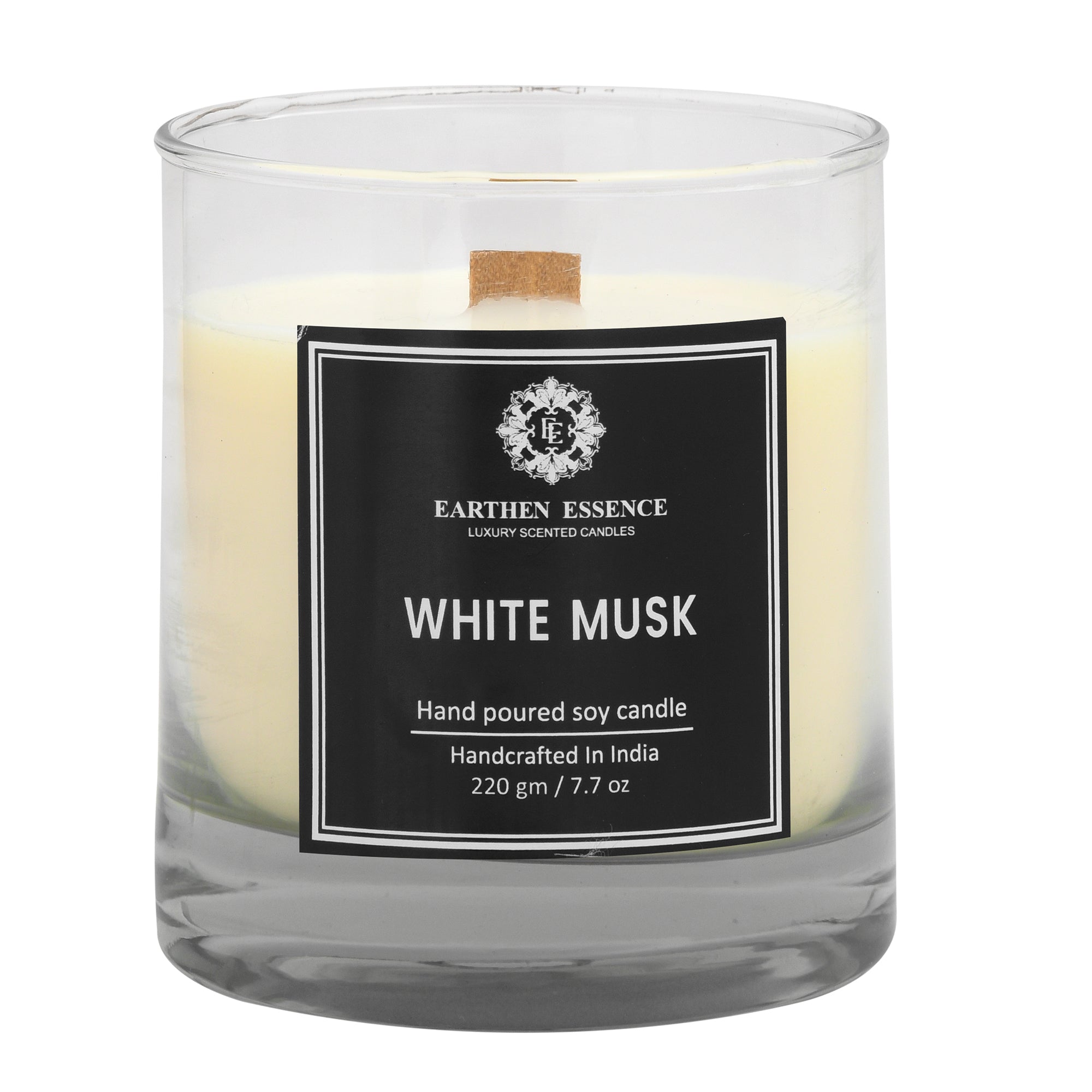 Earthen Essence GREEN TEA & LEMONGRASS Luxury Scented Candle | 100% Natural Soy Wax With Wooden Wick | Smokeless & Non-Toxic Candles | 220gm