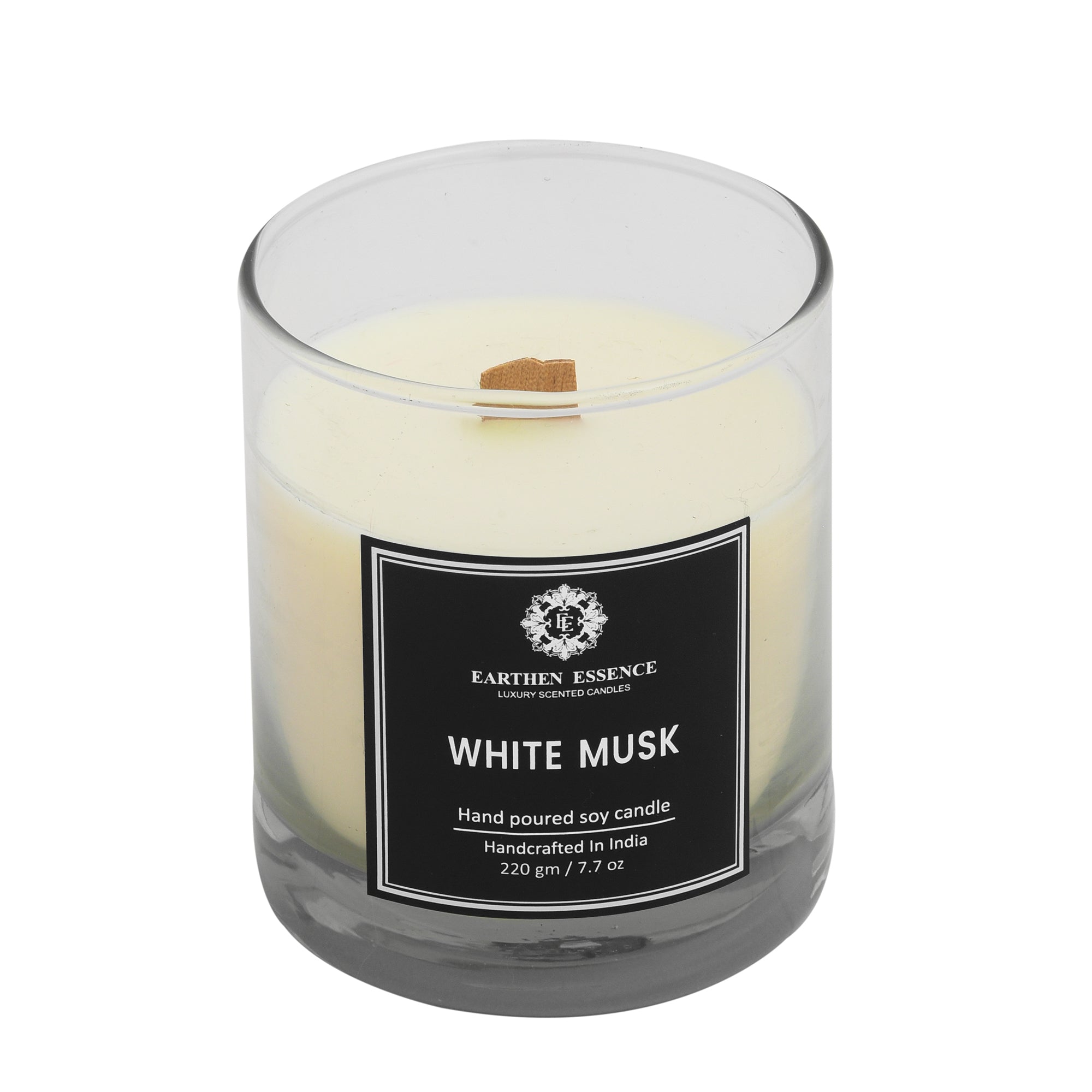 Earthen Essence GREEN TEA & LEMONGRASS Luxury Scented Candle | 100% Natural Soy Wax With Wooden Wick | Smokeless & Non-Toxic Candles | 220gm