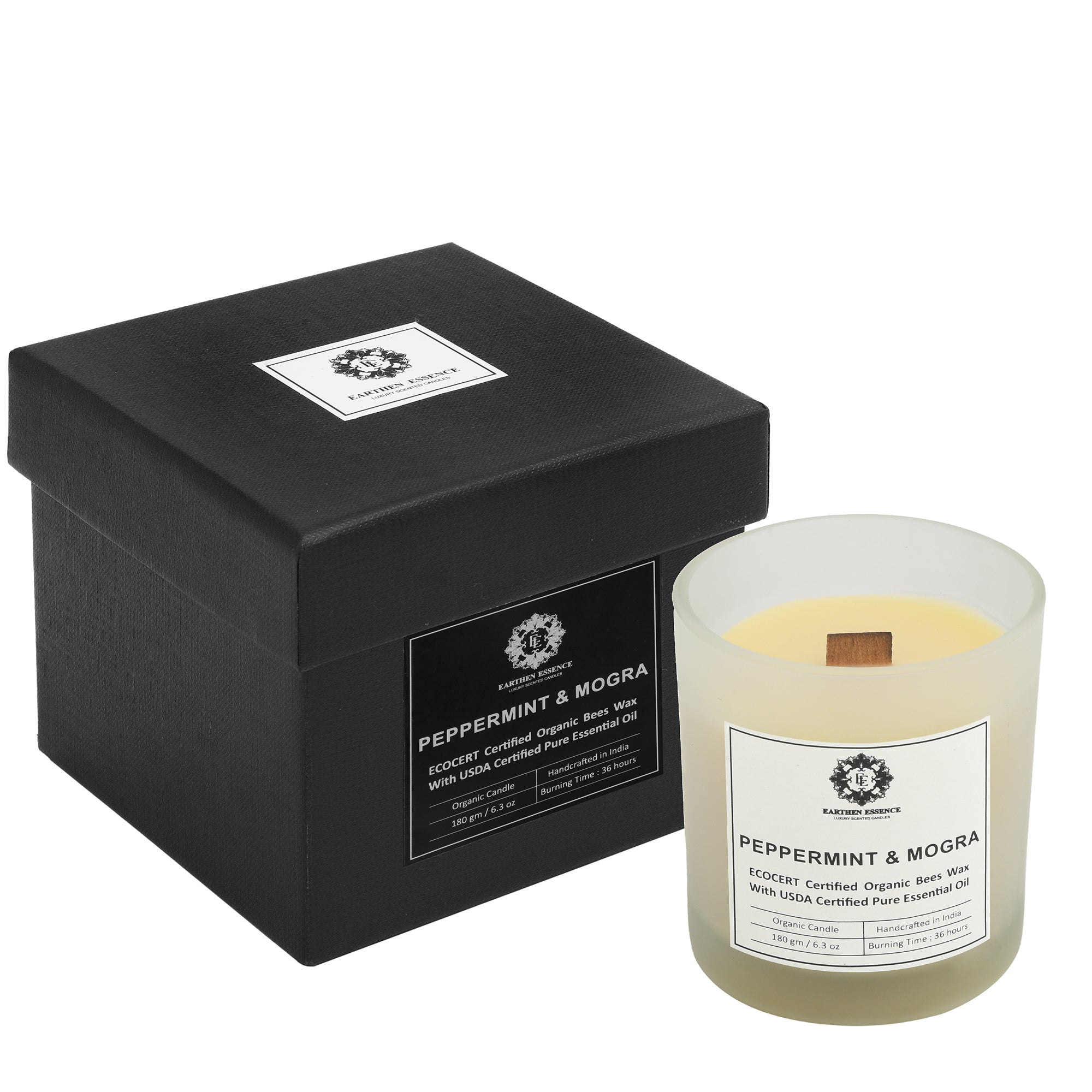 Organic Bee Wax peppermint and Mogra Fragrance Candle
