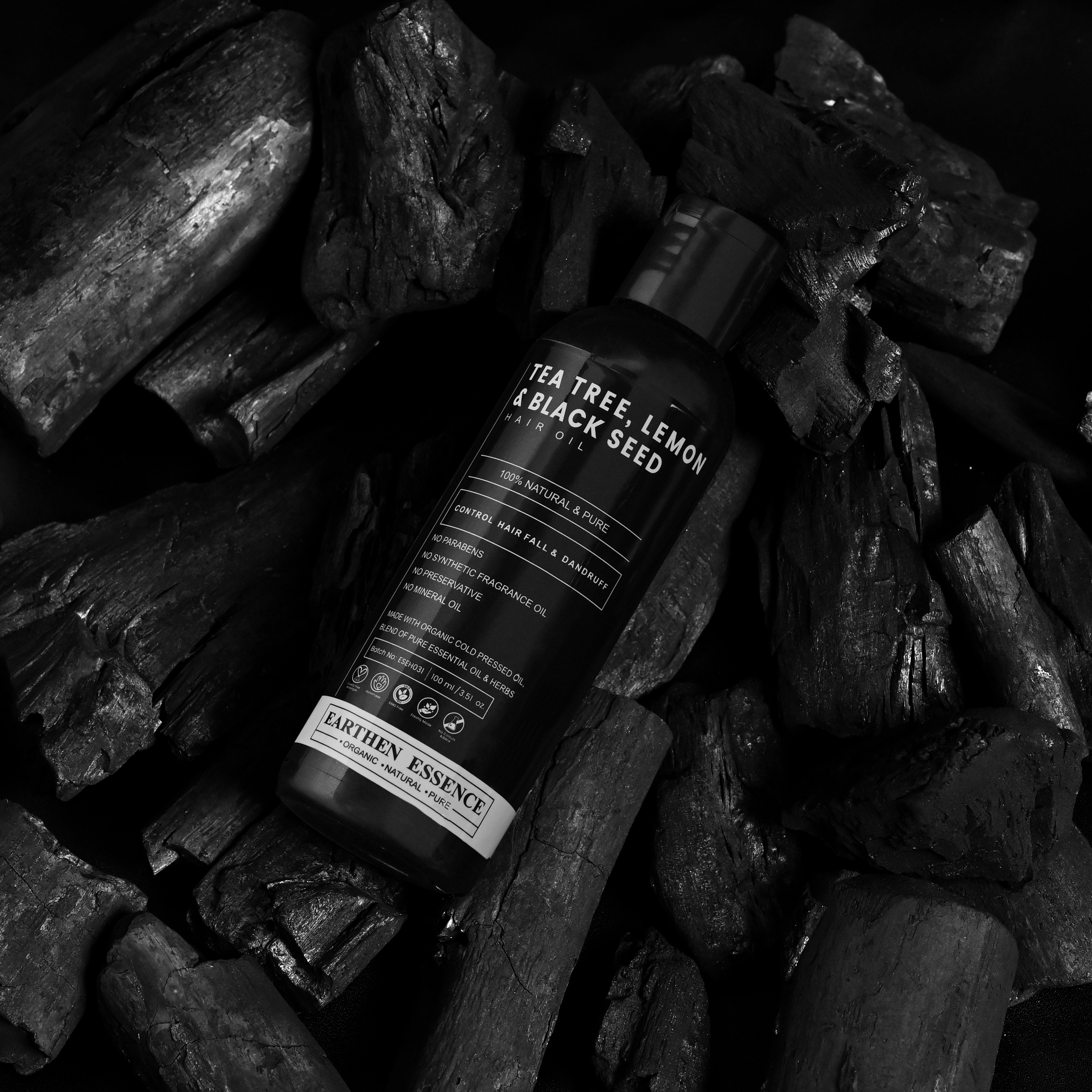 TEA TREE, LEMON and BLACK SEED Organic Hair Oil | for Itchy Scalp, Soothing & Sebum Control | Anti Dandruff & Reduce Hair fall | Light Hair Oil for Men & Women 100% Pure, Natural & Organic | 100ml