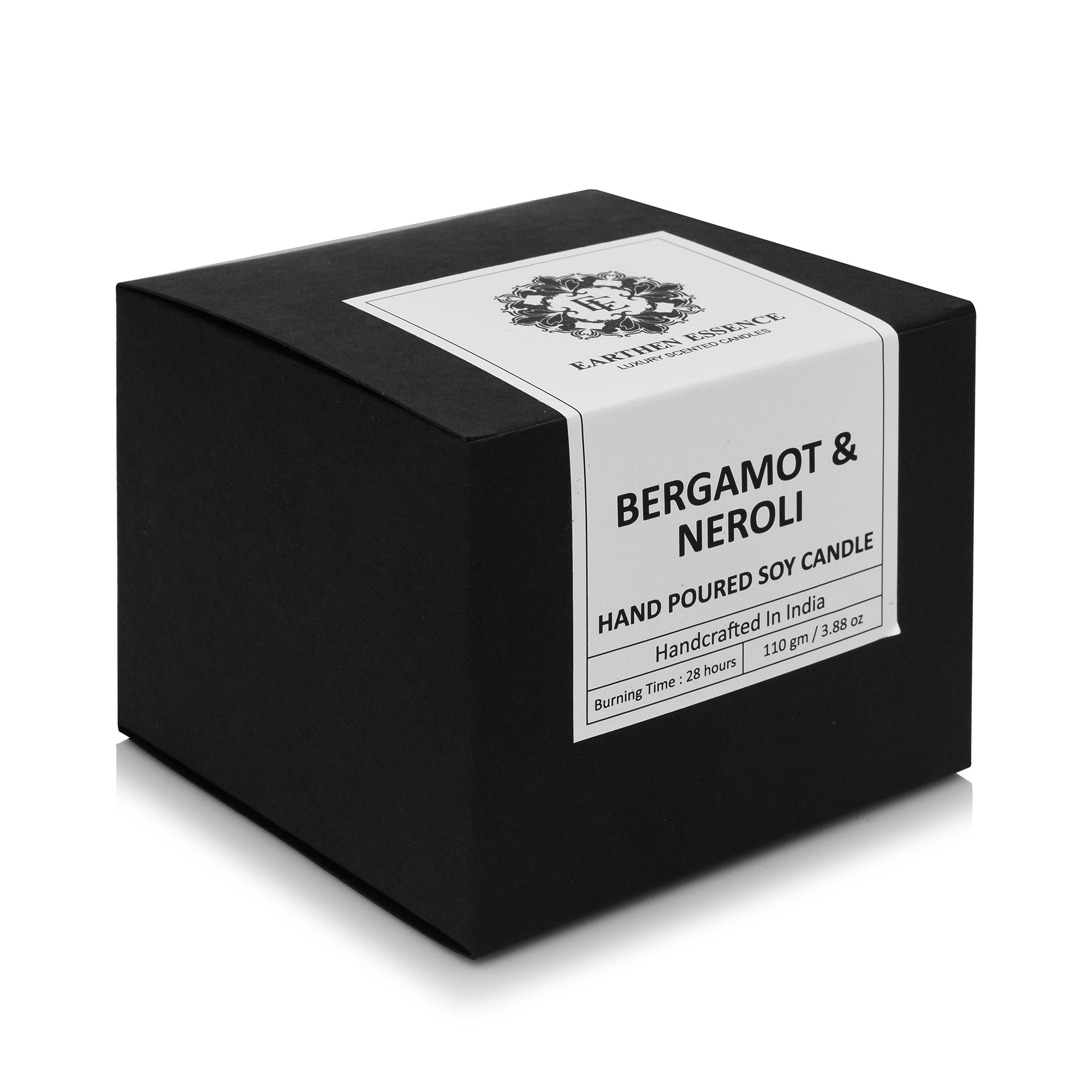 Earthen Essence Luxury Scented Candle BERGAMOT & NEROLI | Travel Tin Jar Candle | 100% Natural Soy Wax With Cotton Wick | Smokeless & Non-Toxic Candles | 110gm